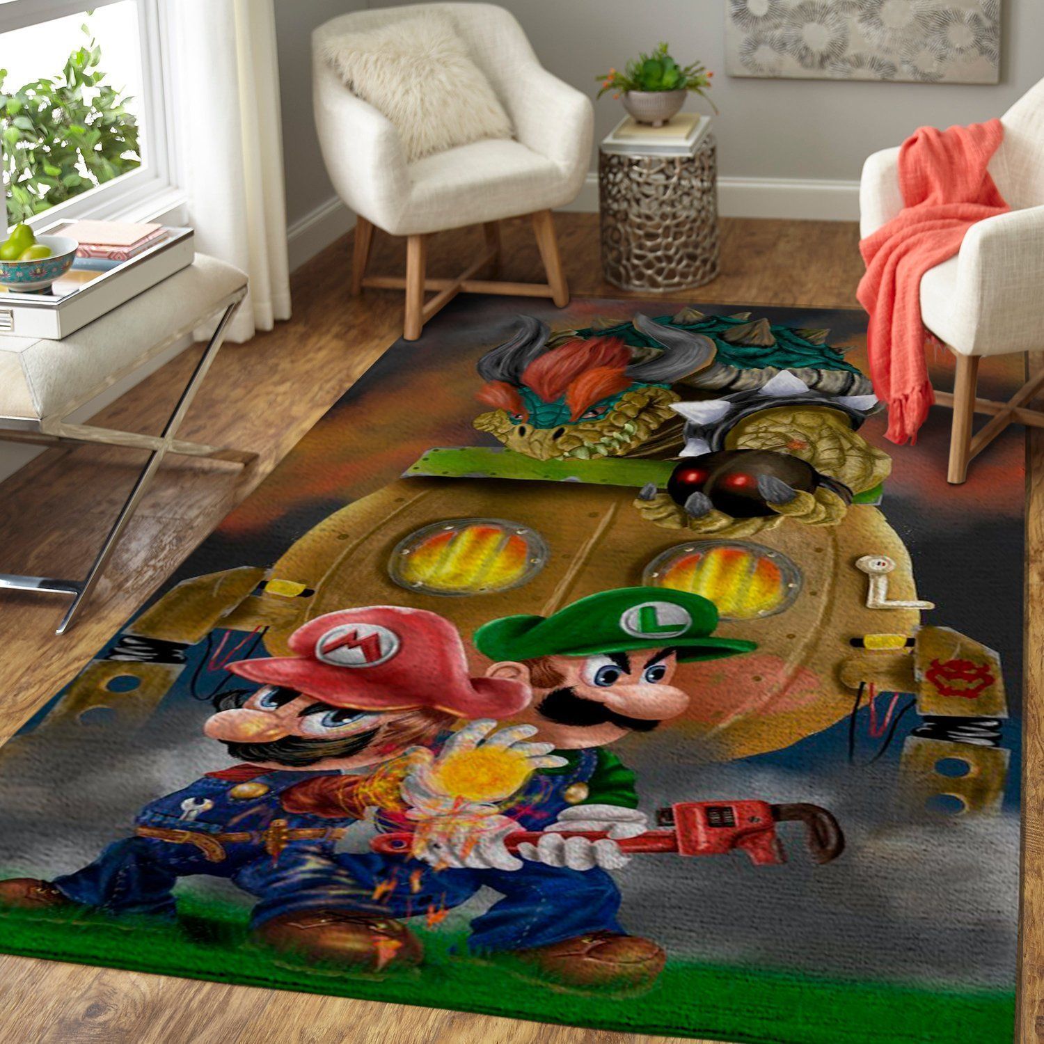 Deschea Super Mario Area Rug Nintendo Video Game Gamer V905