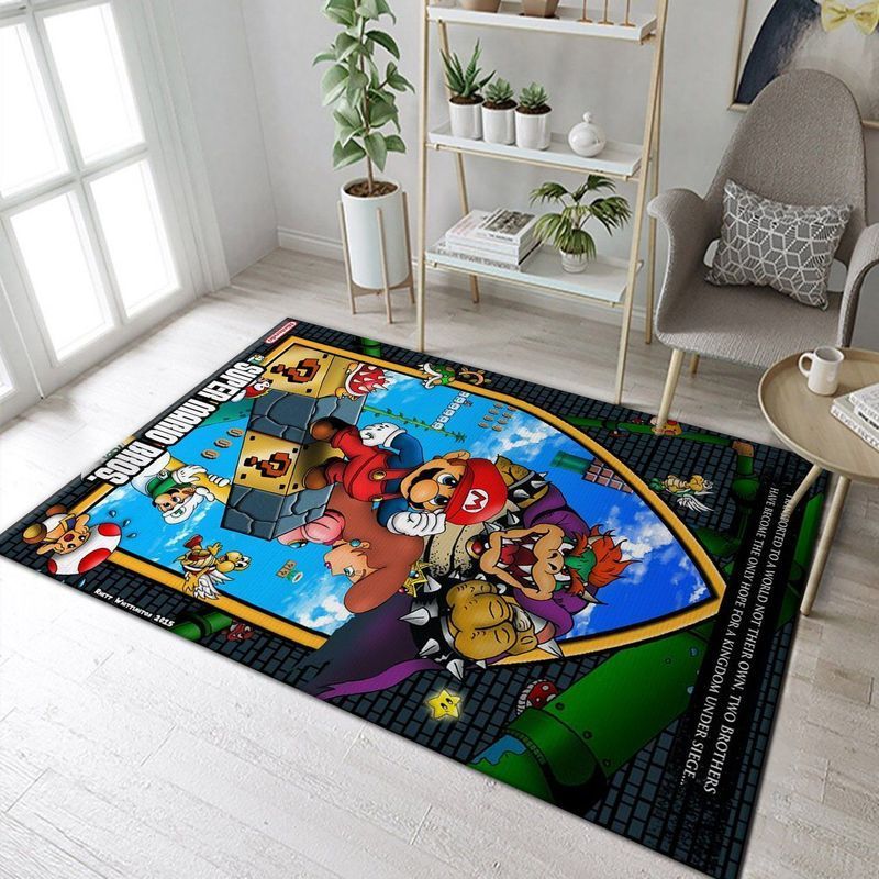 Deschea Super Mario Bros Nintendo Switch Gaming Area Rug And