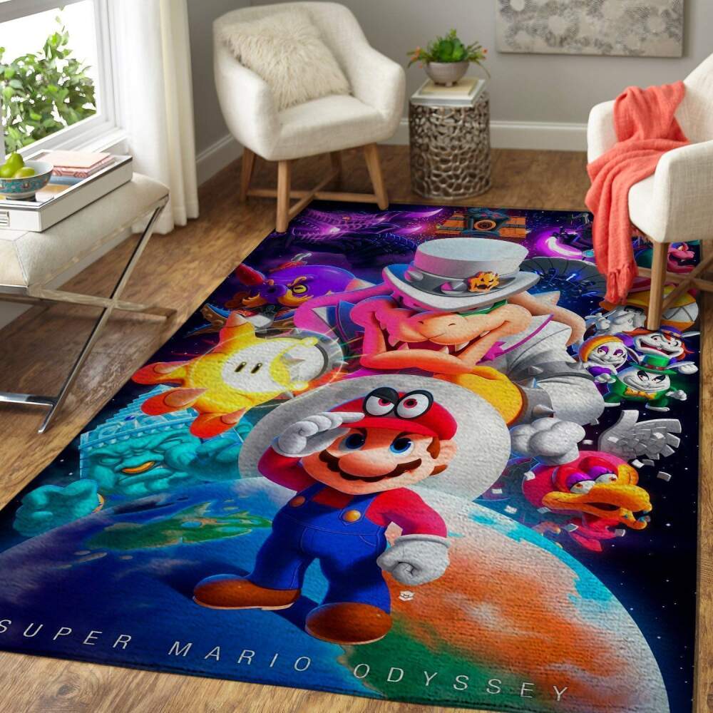 Deschea Super Mario Odyssey Area Rug Nintendo Video Game Gamer