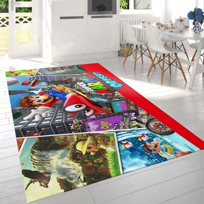 Deschea Super Mario Odyssey Digital Cappy Area Rug And