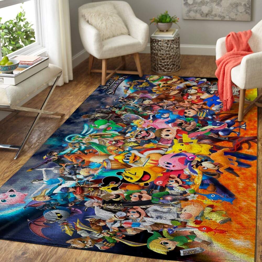 Deschea Super Smash Bros. Area Rug Nintendo Video Game Gamer V3959