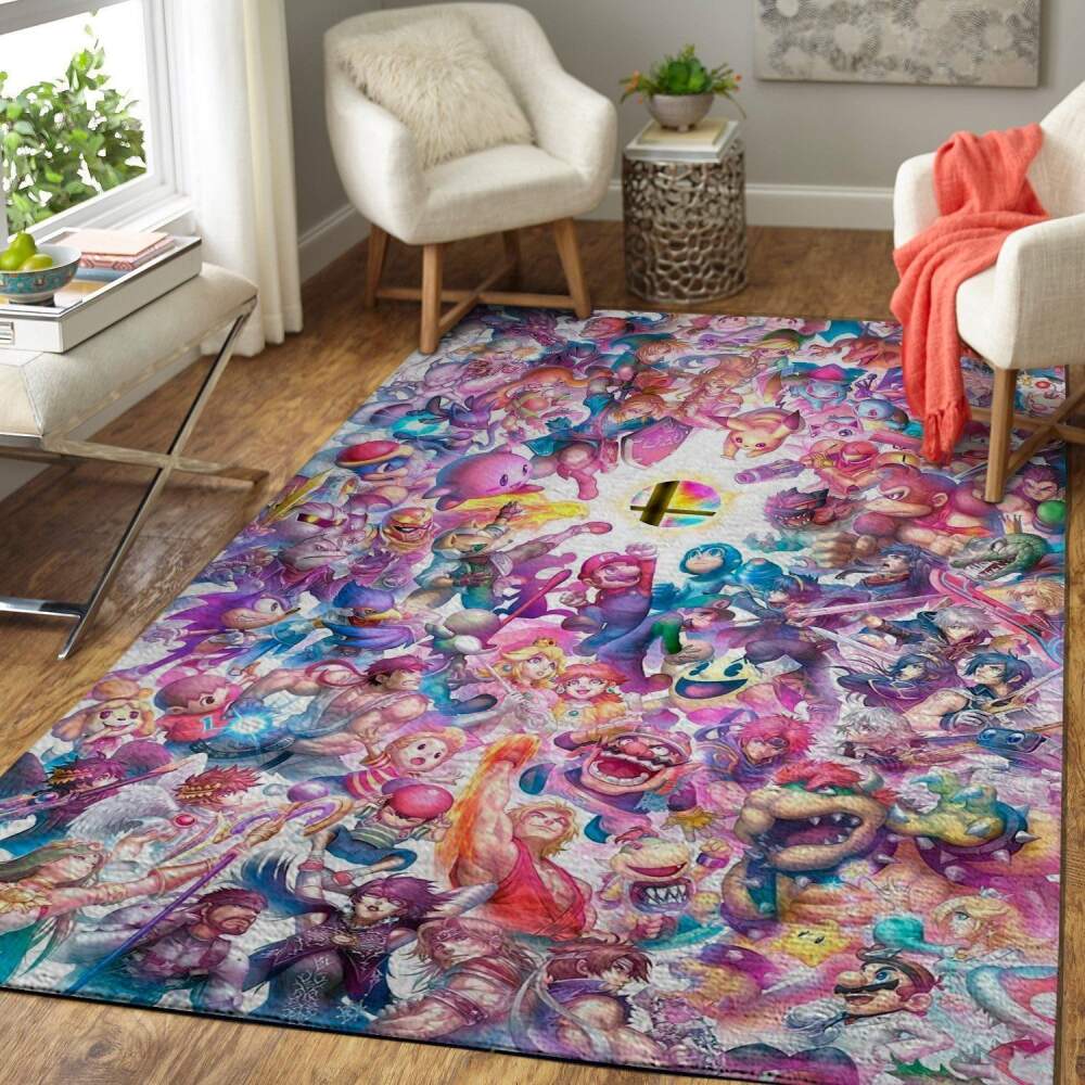 Deschea Super Smash Bros. Area Rug Nintendo Video Game Gamer V3962