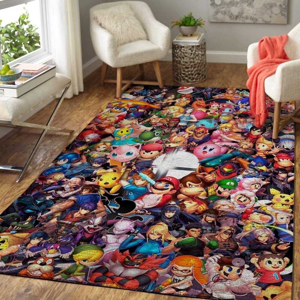 Deschea Super Smash Bros. Ultimate Area Rug Nintendo Video Game Gamer V5545