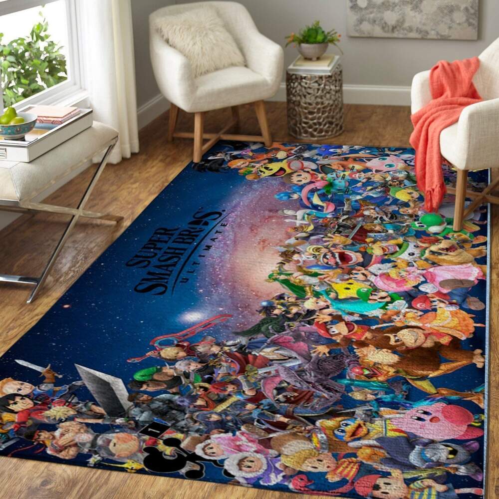 Deschea Super Smash Bros. Ultimate Area Rug Nintendo Video Game Gamer V5546