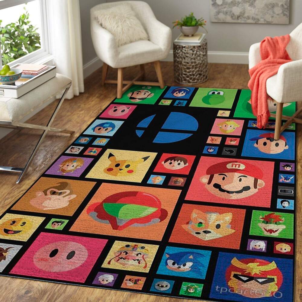 Deschea Super Smash Bros. Ultimate Area Rug Nintendo Video Game Gamer V5547