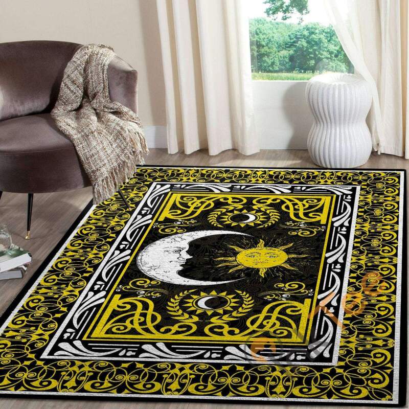 Deschea The Combination Of Wonderful Sun And Moon In Hippie Pattern Mandala Soft Living Room Carpet Rug