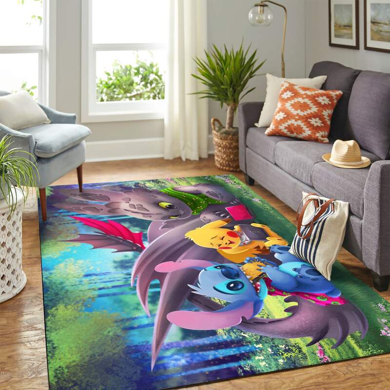 Deschea Toothless Stitch Pikachu Carpet Floor Area Rug – Home Decor – Bedroom Living Room Décor E85EA9