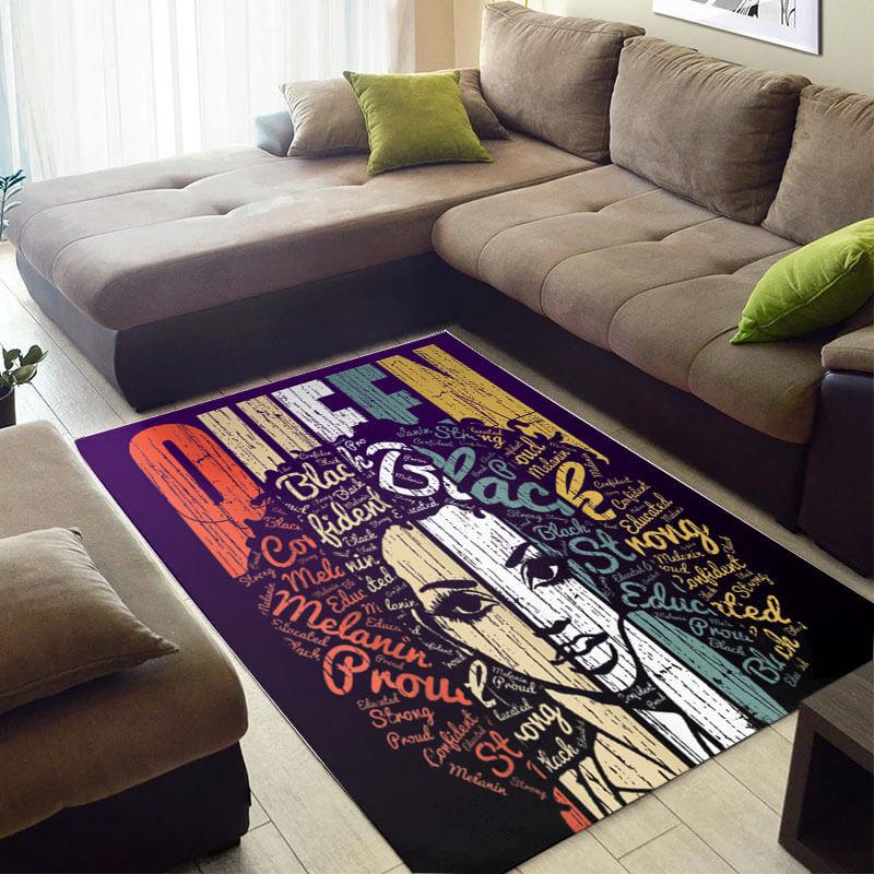 Deschea Trendy African Style Fancy Afro American Melanin Girl Queen Themed Living Room Rug