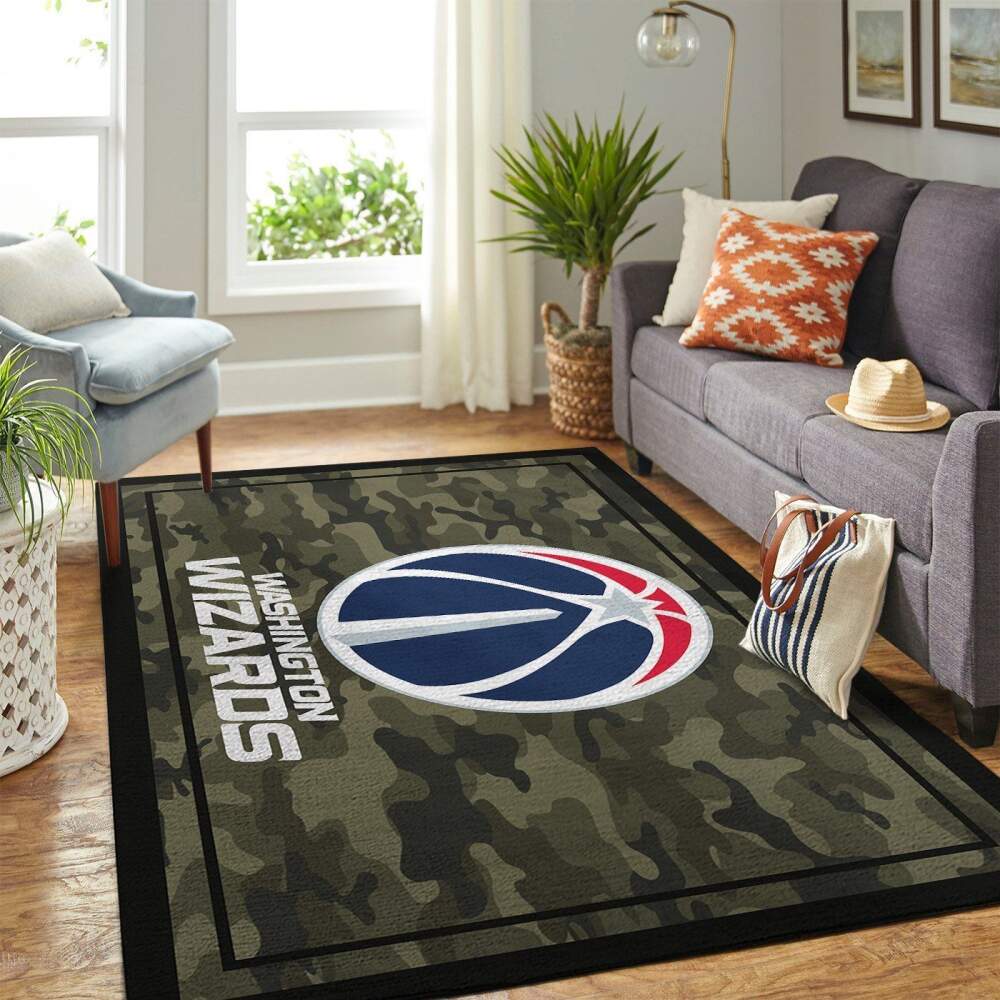 Deschea Washington Wizards Nba Area Rugs Camo Style Team Logo