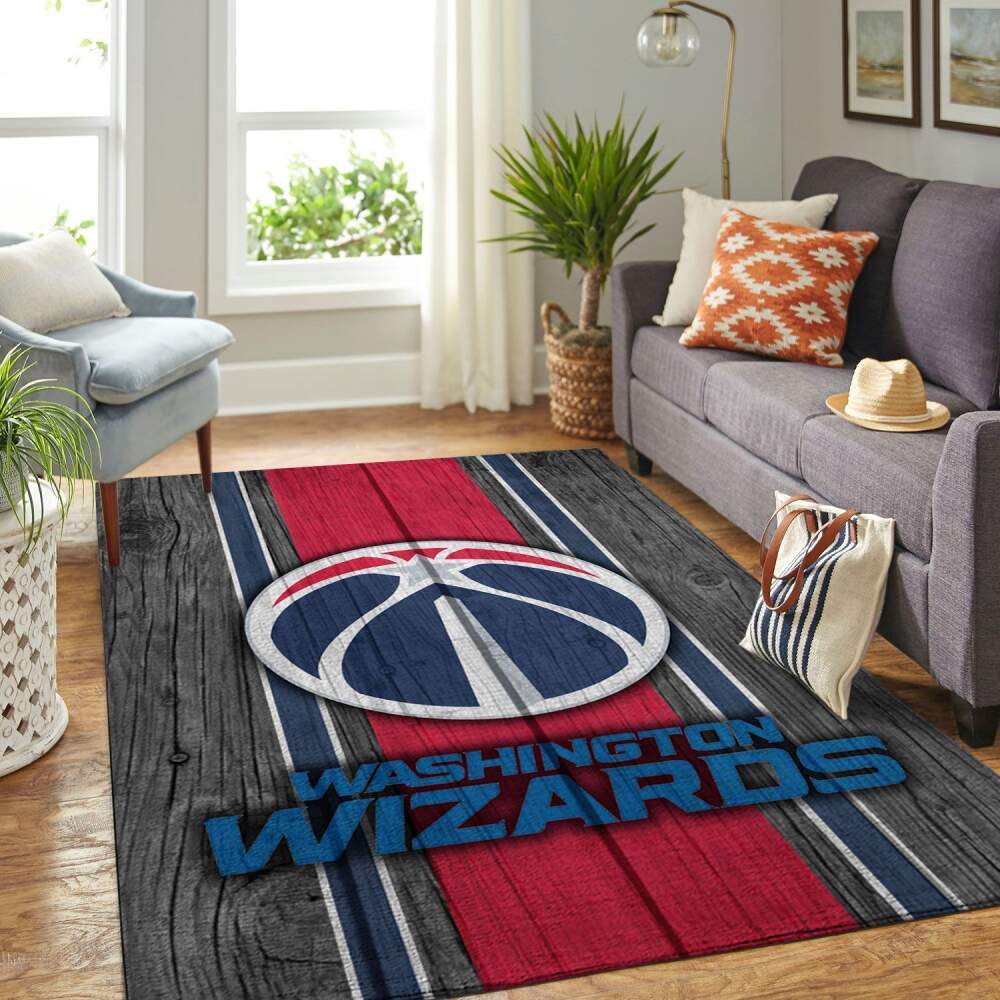 Deschea Washington Wizards Nba Team Logo Area Rugs Wooden Style Sports