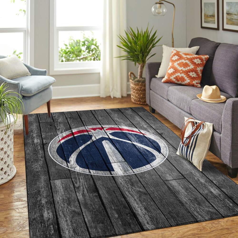 Deschea Washington Wizards Nba Team Logo Grey Area Rugs Wooden Style Sports