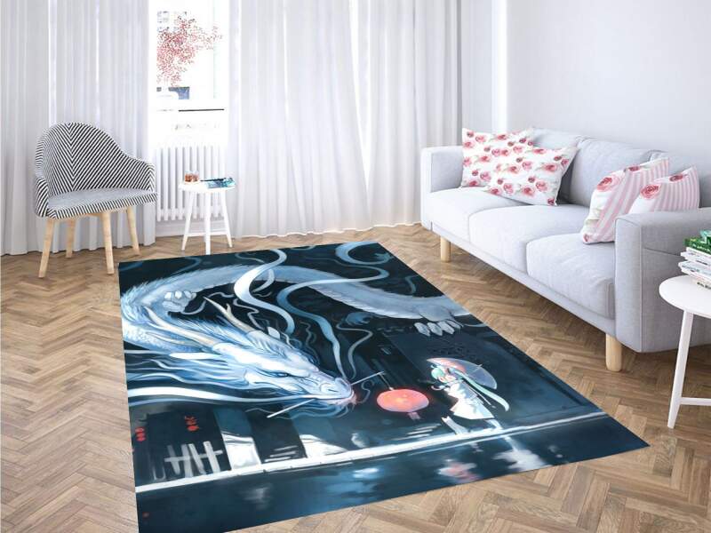 Deschea White Dragon Mythology Carpet Rug