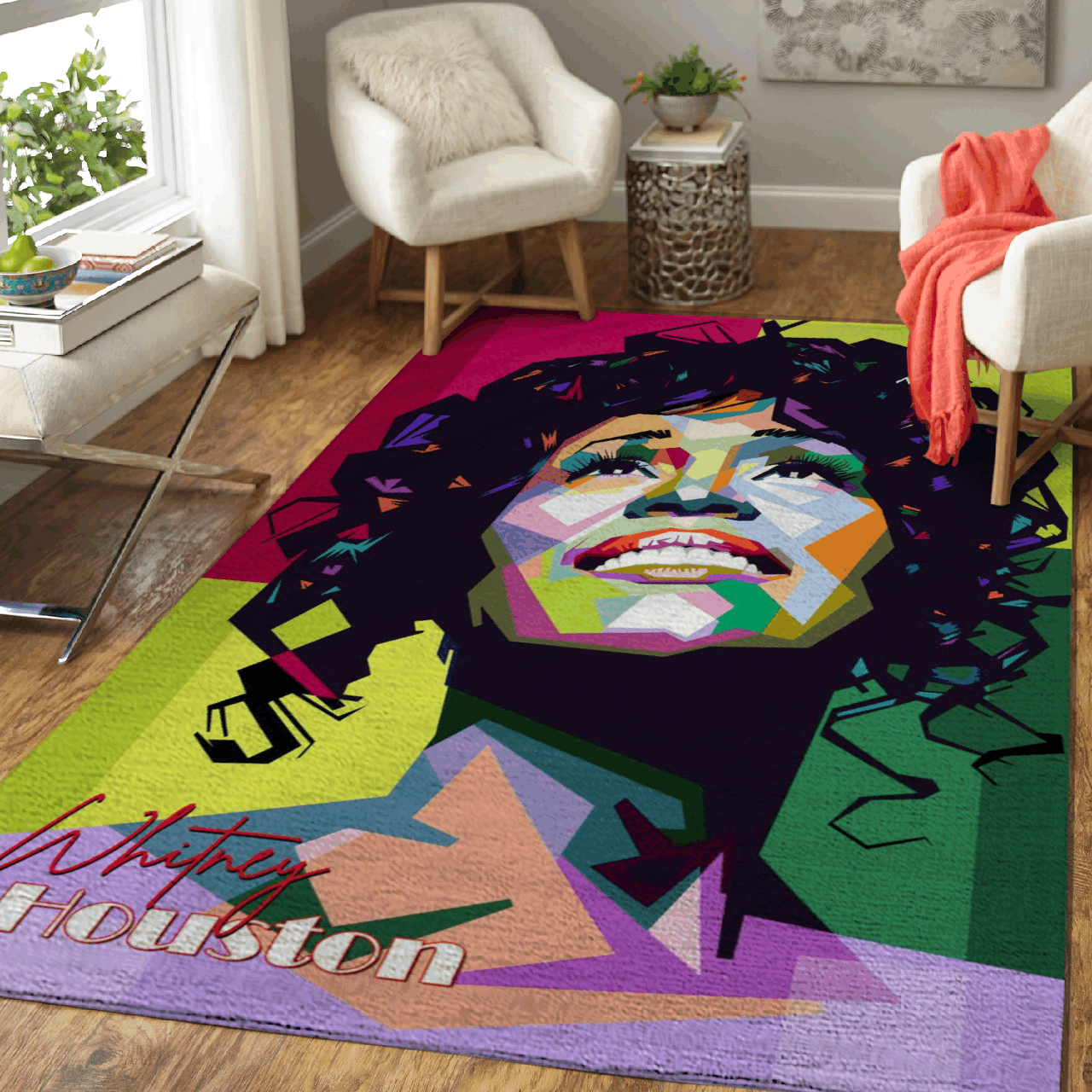 Deschea Whitney Houston American Music Singer Pop Art Area Rug Area