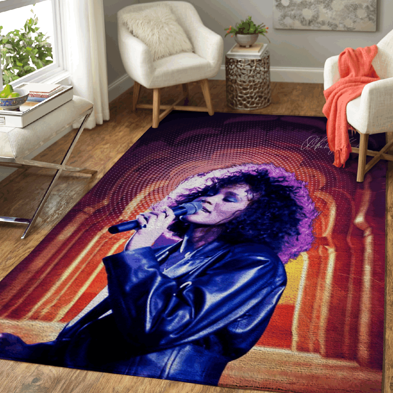 Deschea Whitney Houston Music Art For Fans Area Rug Area