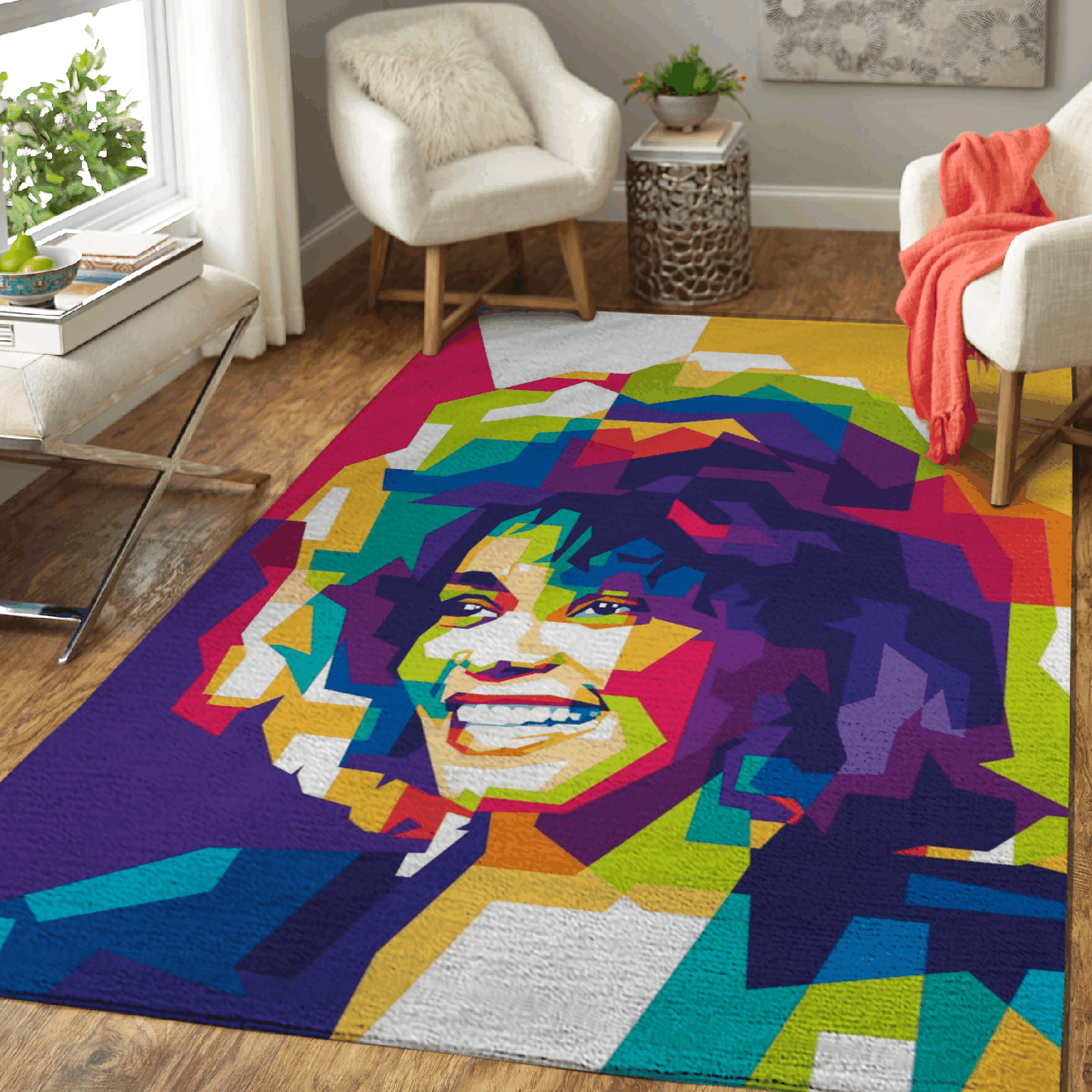 Deschea Whitney Houston Music Pop Art Area Rug Area