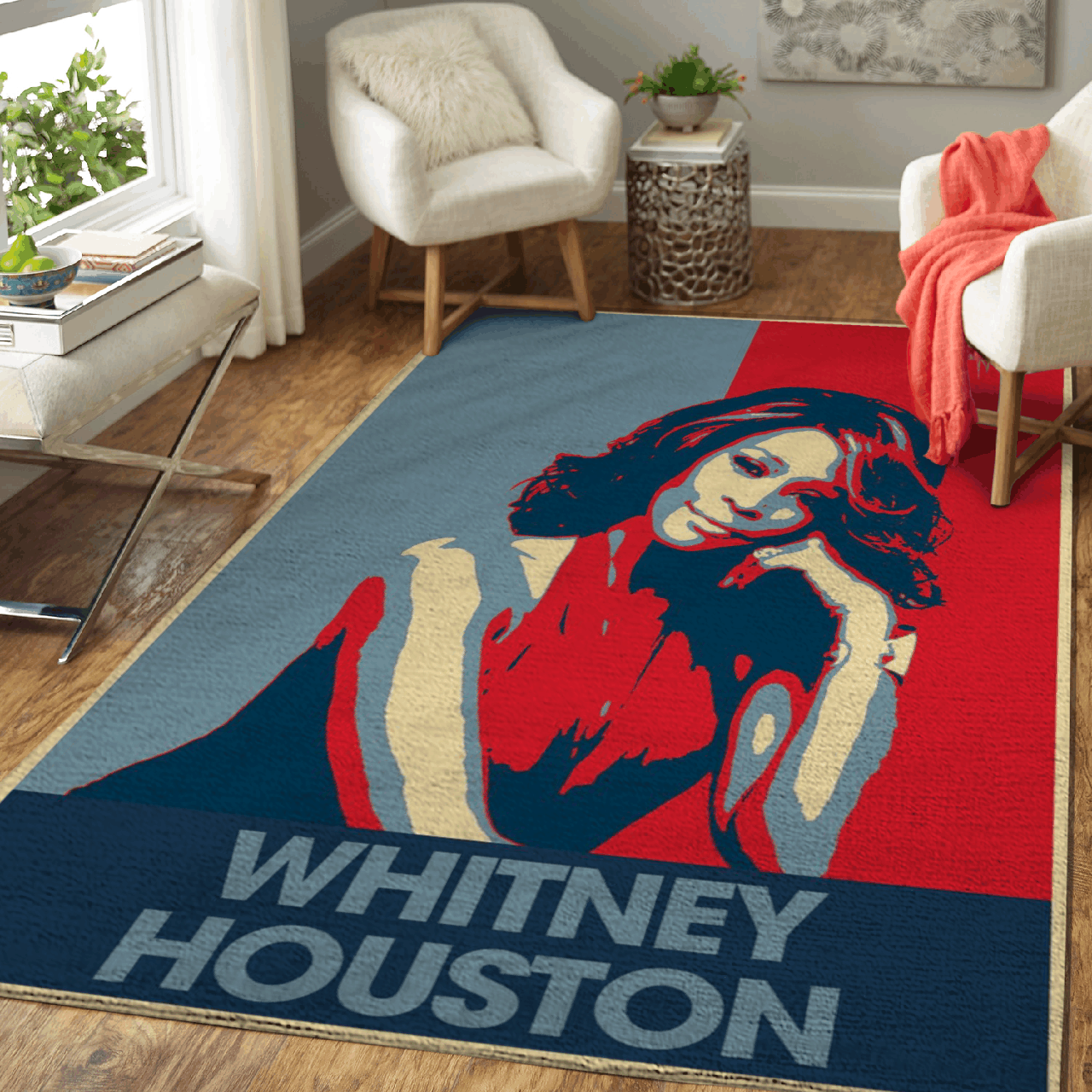 Deschea Whitney Houston United States Art For Fans Area Rug Area