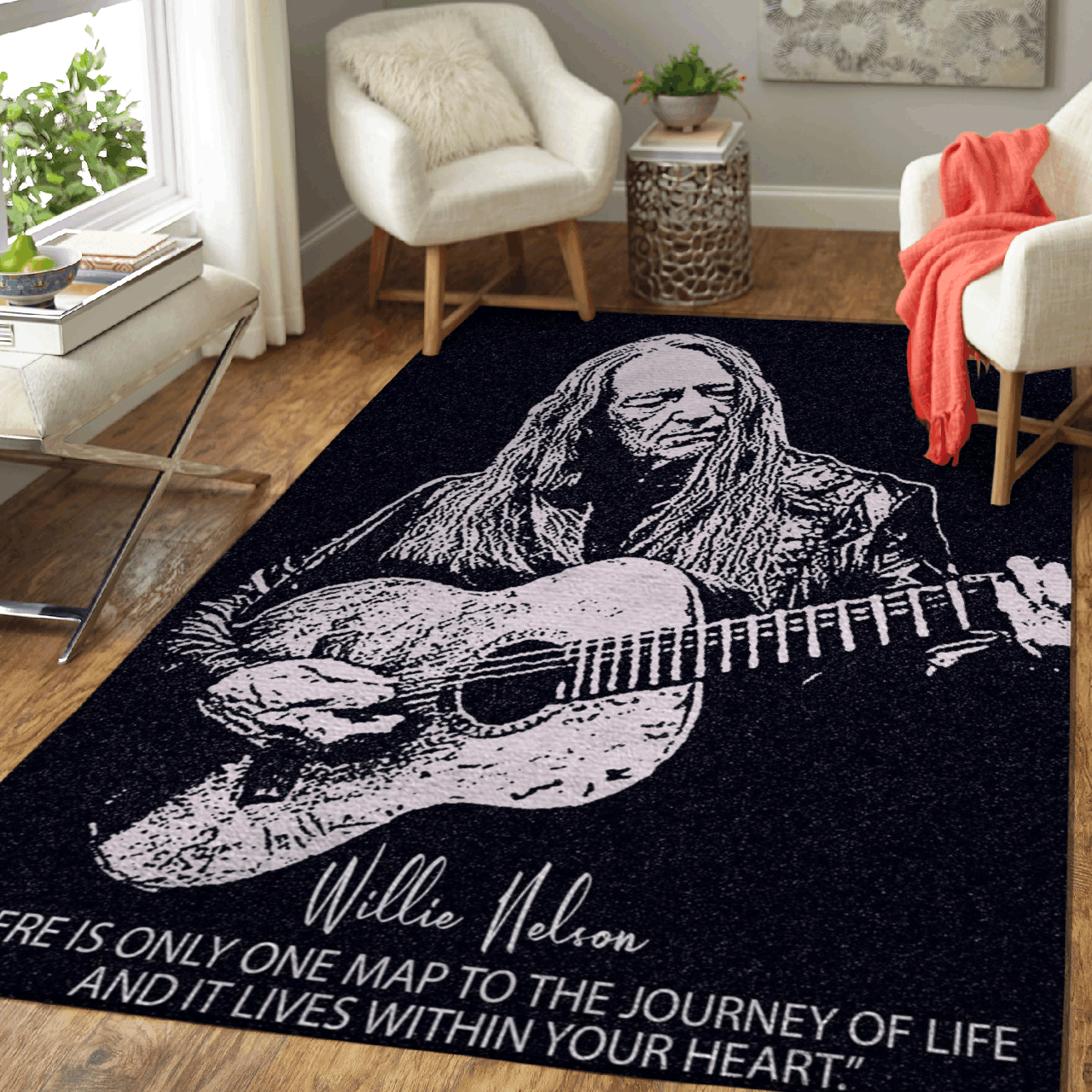 Deschea Willie Nelson Quotes It Lives Within Your Heart Art Area Rug Area