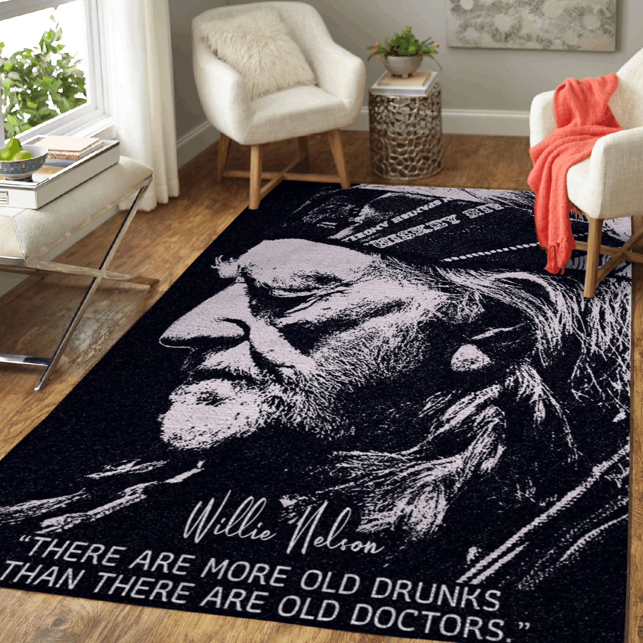 Deschea Willie Nelson Quotes There Are More Old Drunks Art Area Rug Area