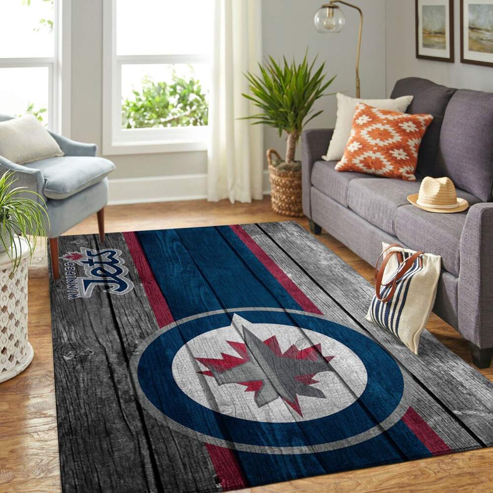 Deschea Winnipeg Jets Nhl Team Logo Area Rugs Wooden Style Sports