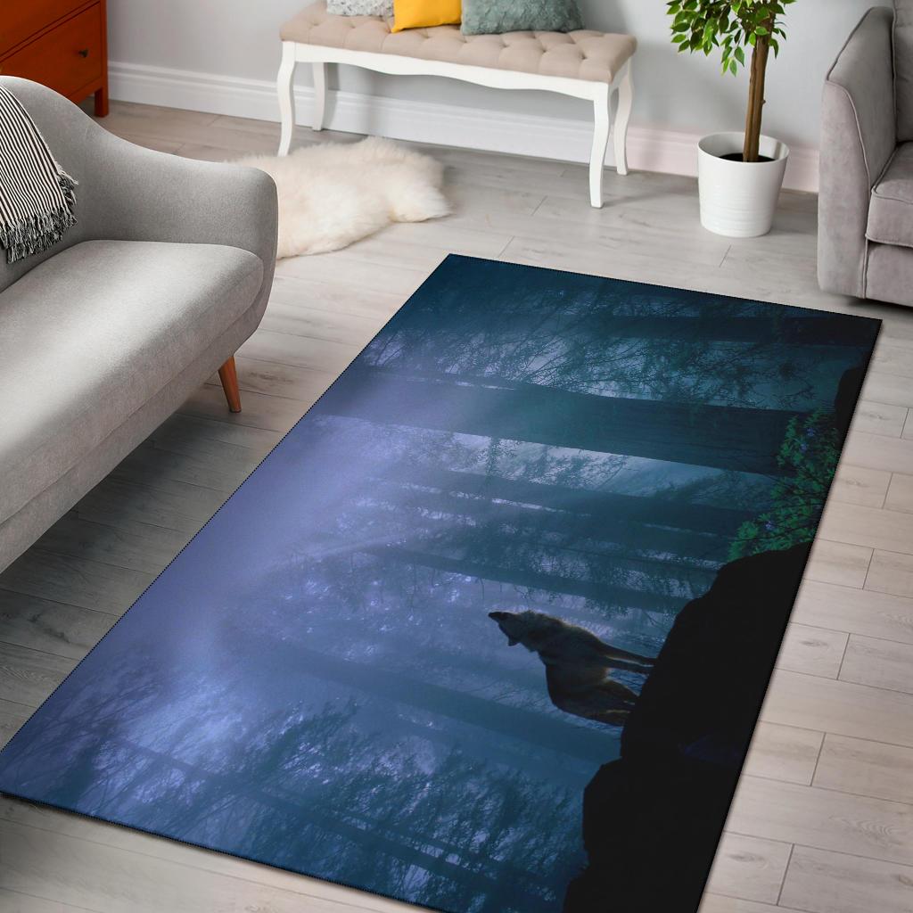 Deschea Wolf Screaming Hd Area Rug