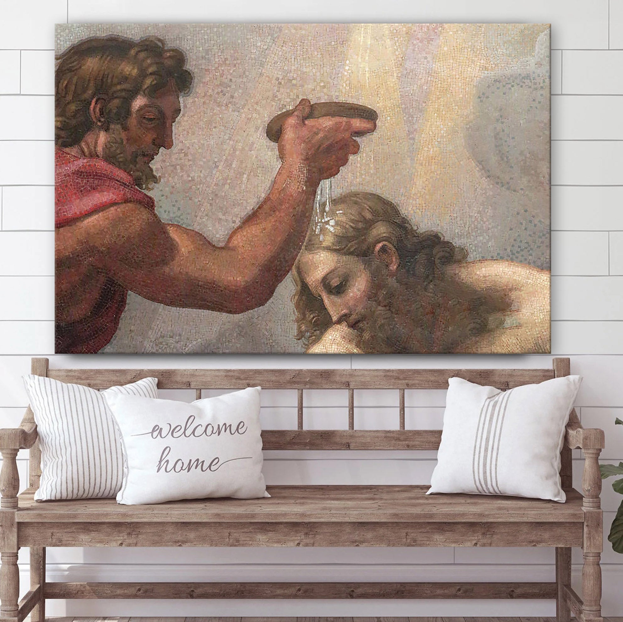 Detail Of The Baptism Of Our Lord Canvas Wall Art – Jesus Baptism Canvas – Christian Paintings For Home