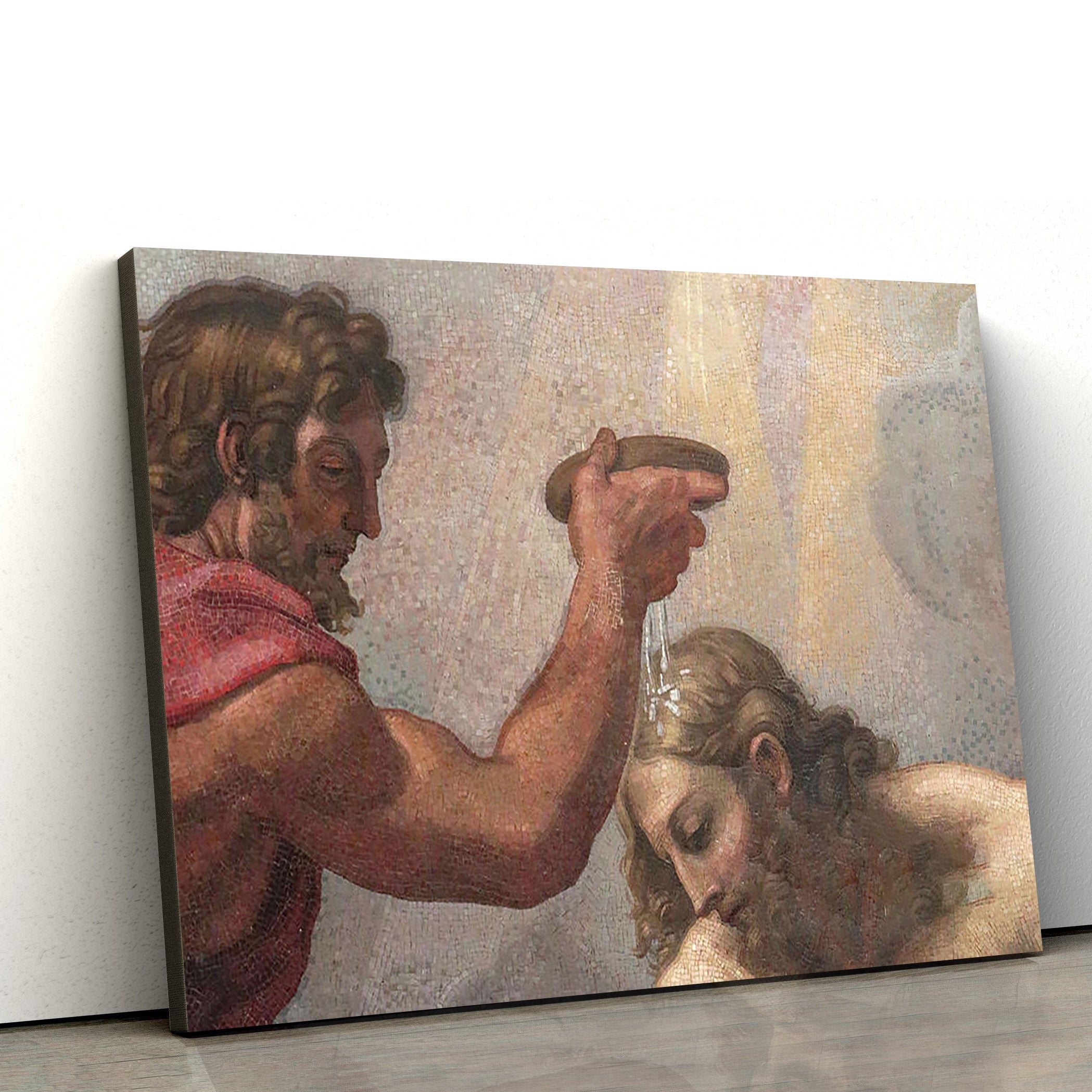 Detail Of The Baptism Of Our Lord Canvas Wall Art – Jesus Baptism Canvas – Christian Paintings For Home