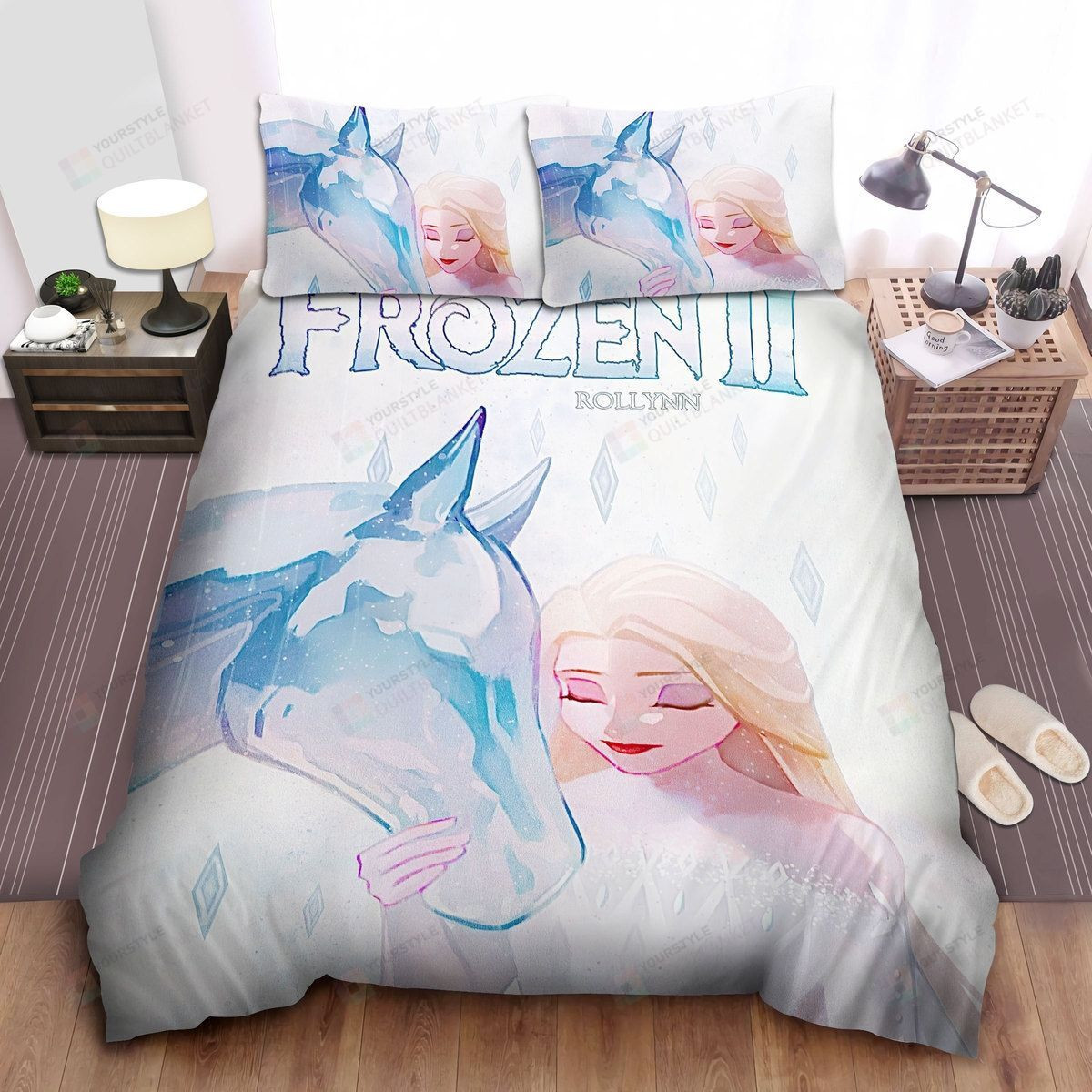 Disney Frozen Elsa & Olaf Creating Tiny Snowman Digital Painting Bed Sheets Spread Comforter Duvet Cover Bedding Sets