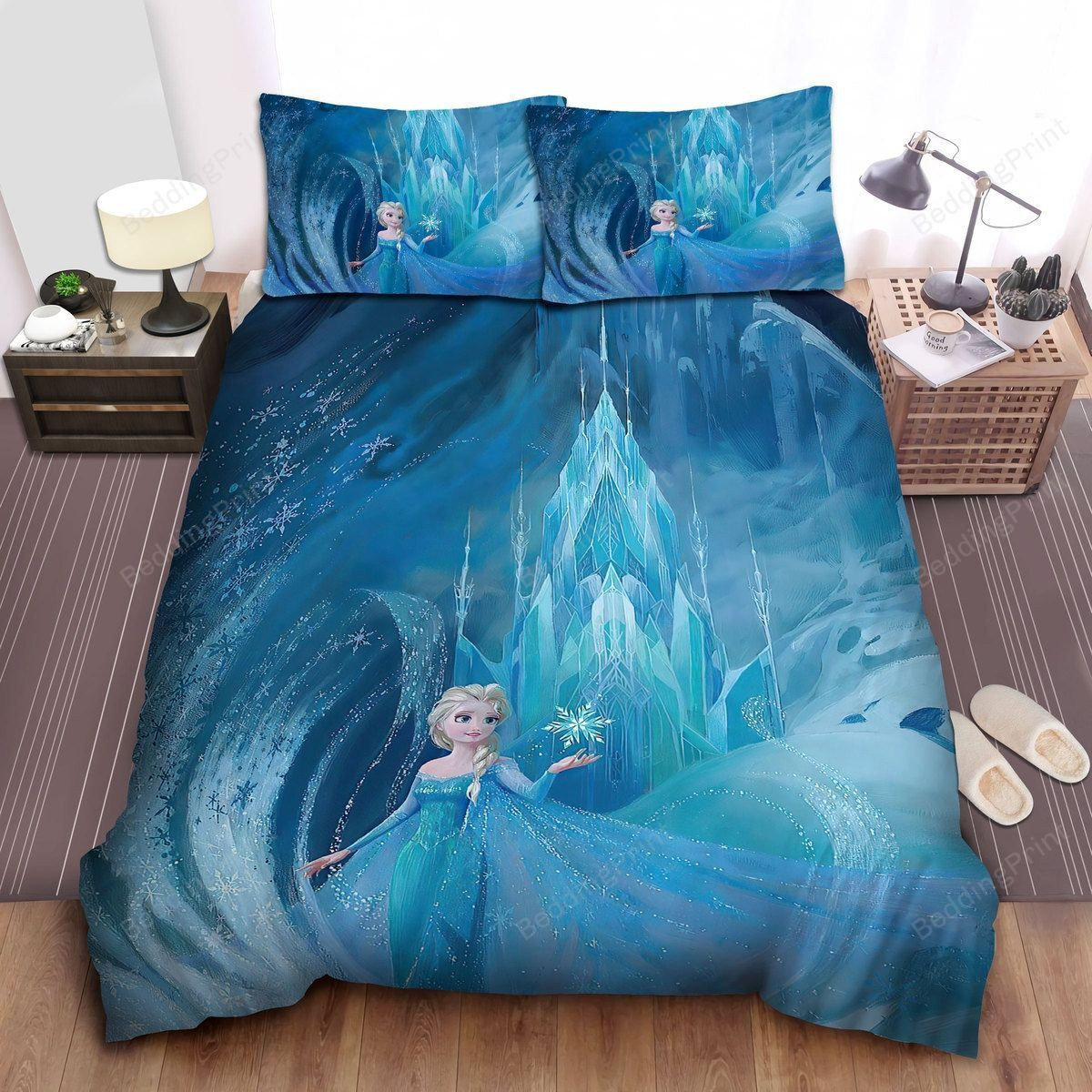 Disney Frozen Elsa Riding Nokk Digital Illustration Bed Sheets Duvet Cover Bedding Sets