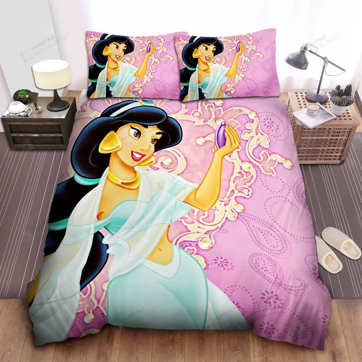 Disney Princess Jasmine And Handheld Mirror Bed Sheets Spread Comforter Duvet Cover Bedding Sets