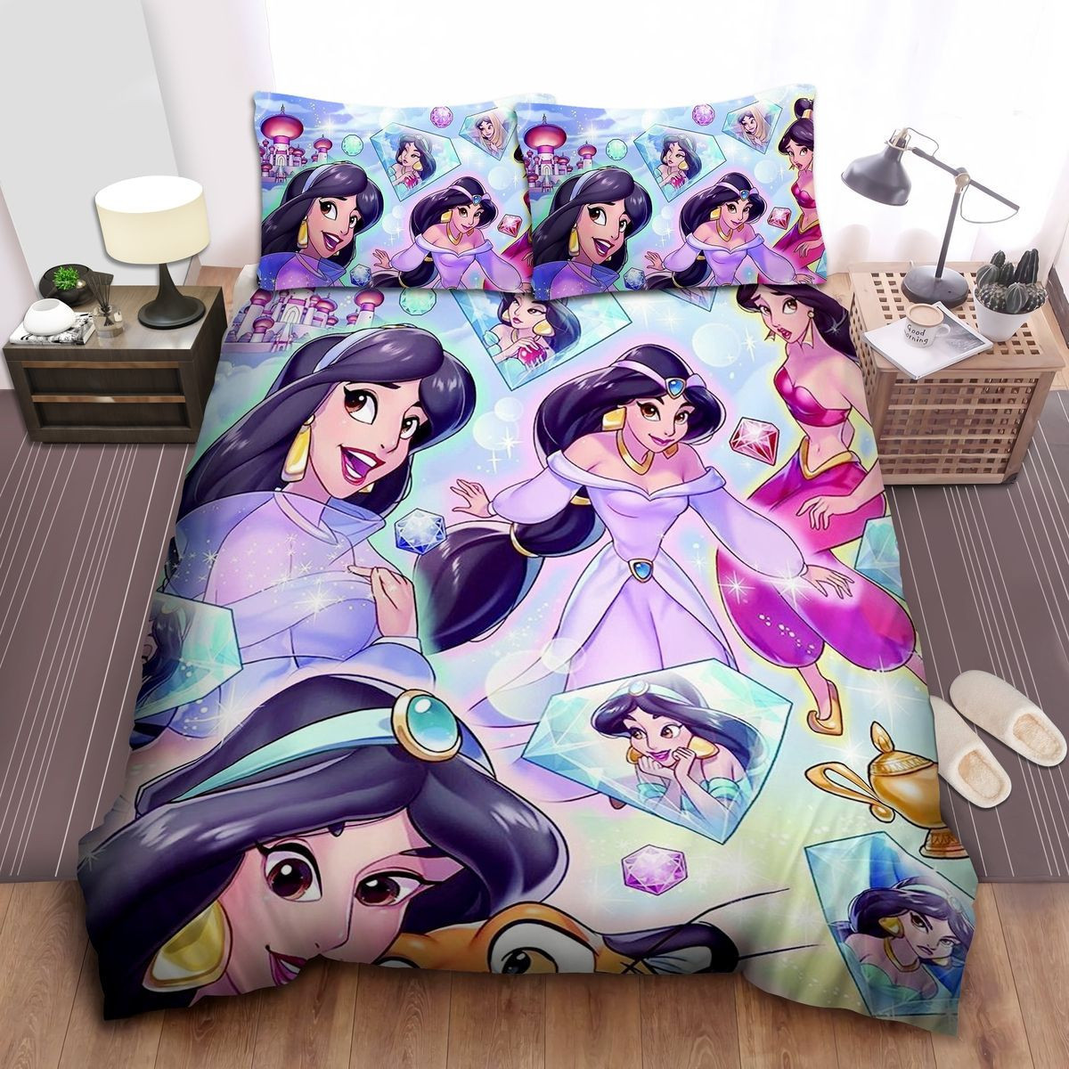Disney Princess Jasmine And Her Different Shades Bed Sheets Duvet Cover Bedding Sets