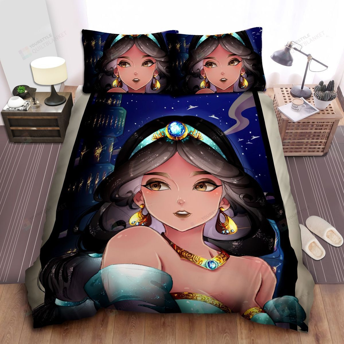 Disney Princess Jasmine In Modern Style Portrait Bed Sheets Spread Comforter Duvet Cover Bedding Sets