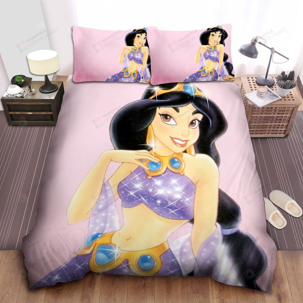 Disney Princess Jasmine In Shining Dress Bed Sheets Spread Comforter Duvet Cover Bedding Sets
