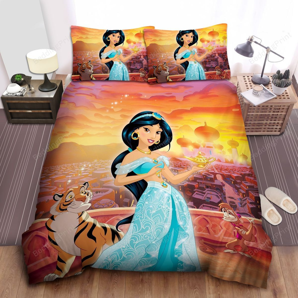 Disney Princess Jasmine With Rajah Abu And The Magic Lamp Bed Sheets Duvet Cover Bedding Sets