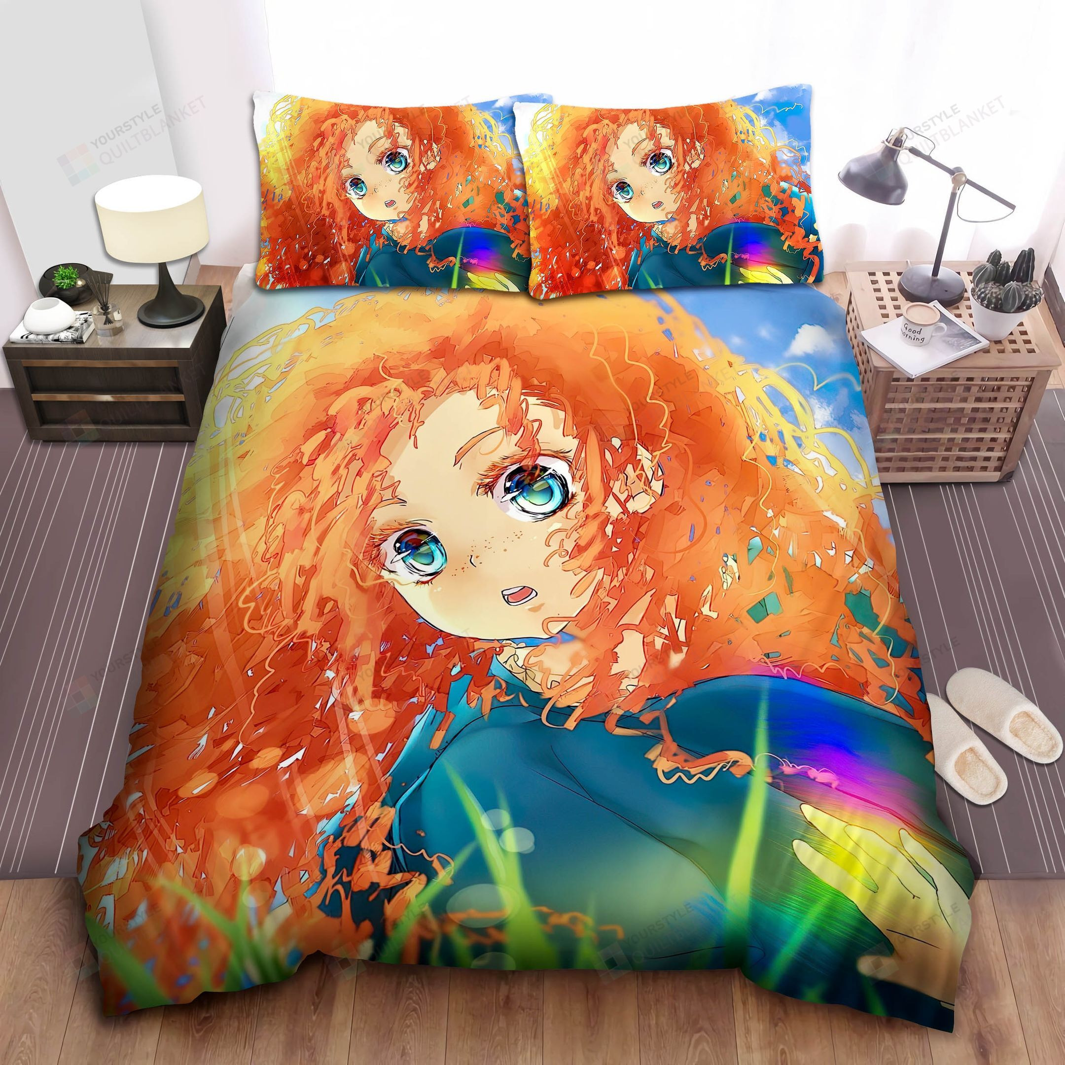 Disney Princess Little Merida In Manga Style Bed Sheet Spread Comforter Duvet Cover Bedding Sets