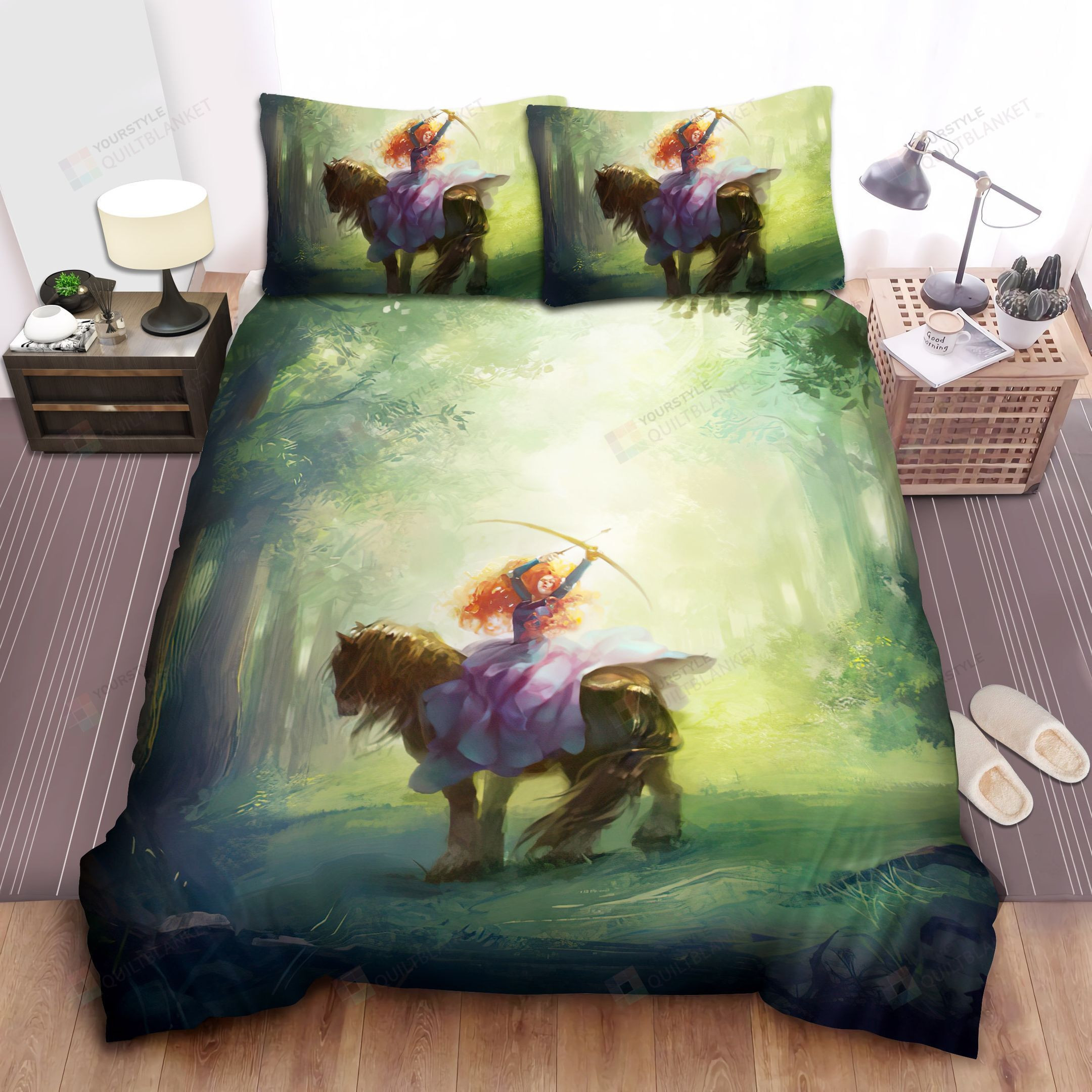 Disney Princess Merida & Angus In The Forest Bed Sheet Spread Comforter Duvet Cover Bedding Sets
