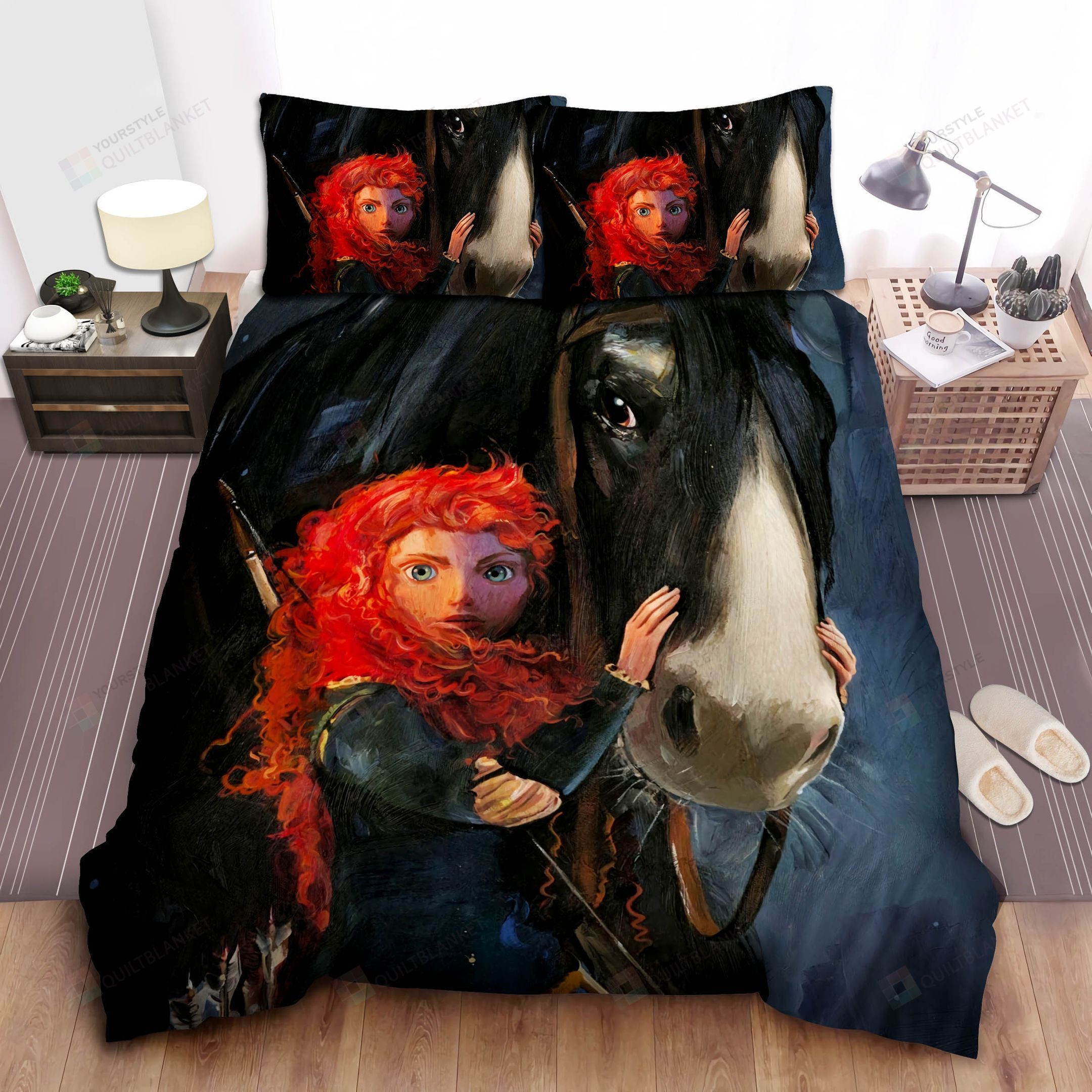 Disney Princess Merida & Angus Painting Bed Sheet Spread Comforter Duvet Cover Bedding Sets