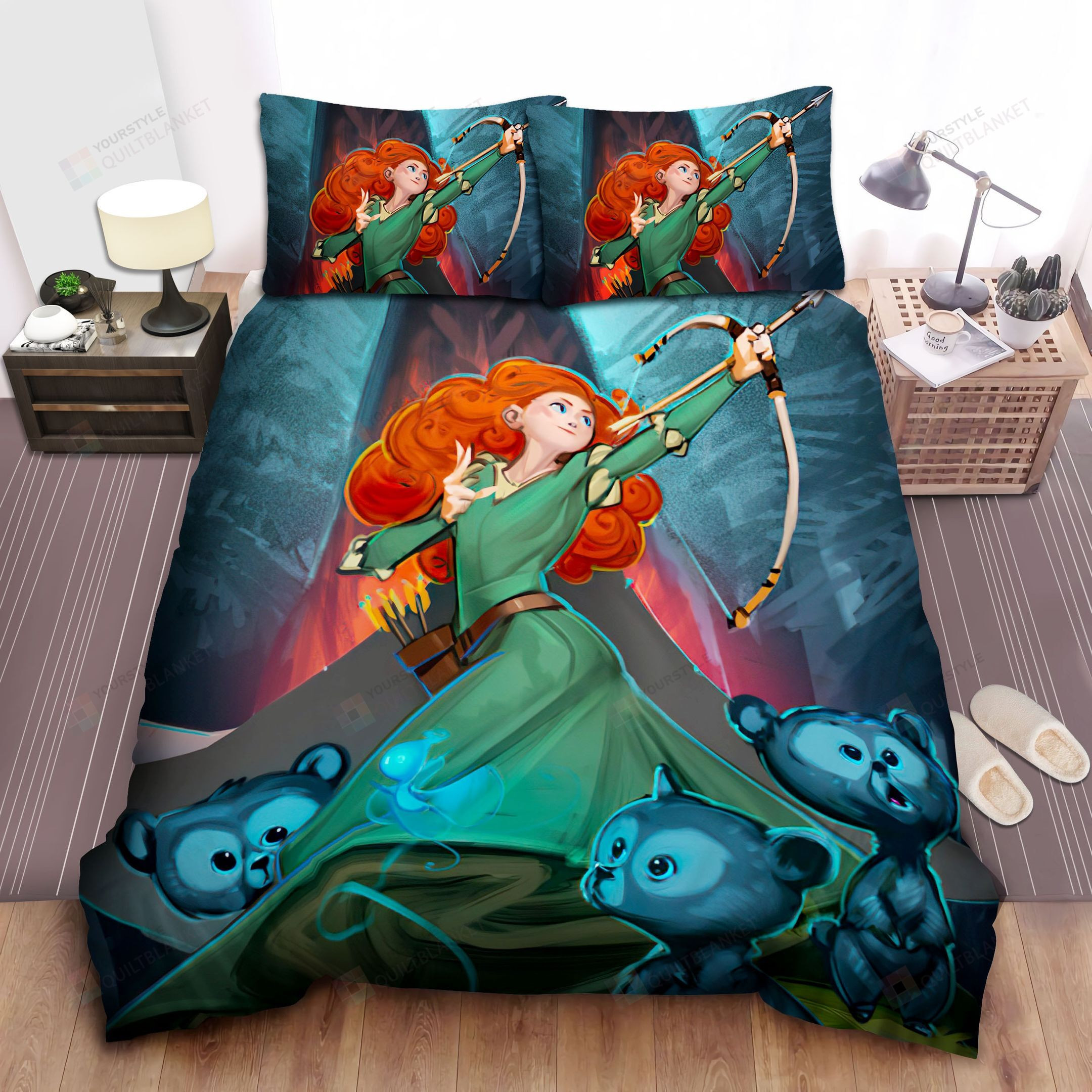 Disney Princess Merida & Little Bears Bed Sheet Spread Comforter Duvet Cover Bedding Sets