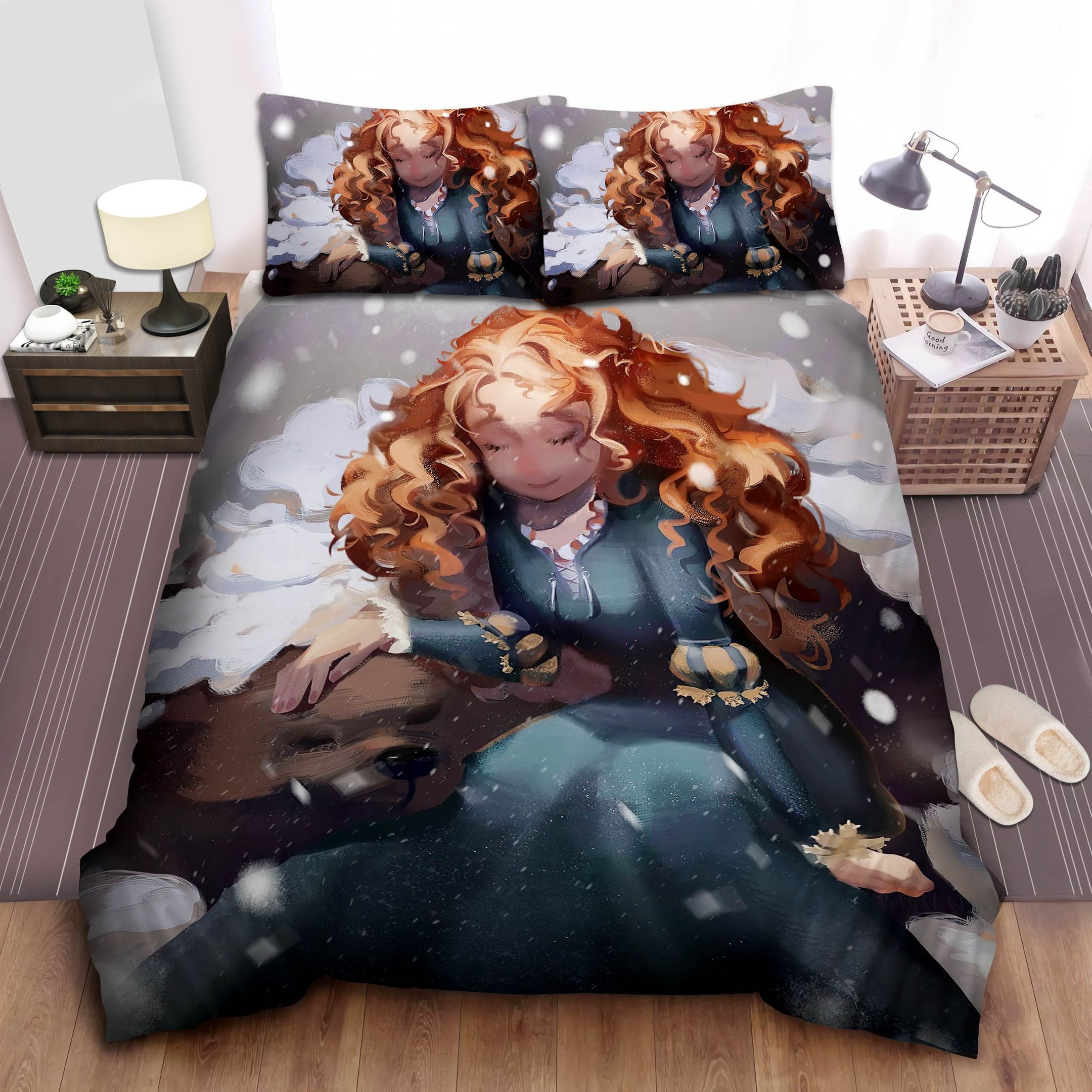 Disney Princess Merida Comforting The Bear Painting Bed Sheet Spread Comforter Duvet Cover Bedding Sets