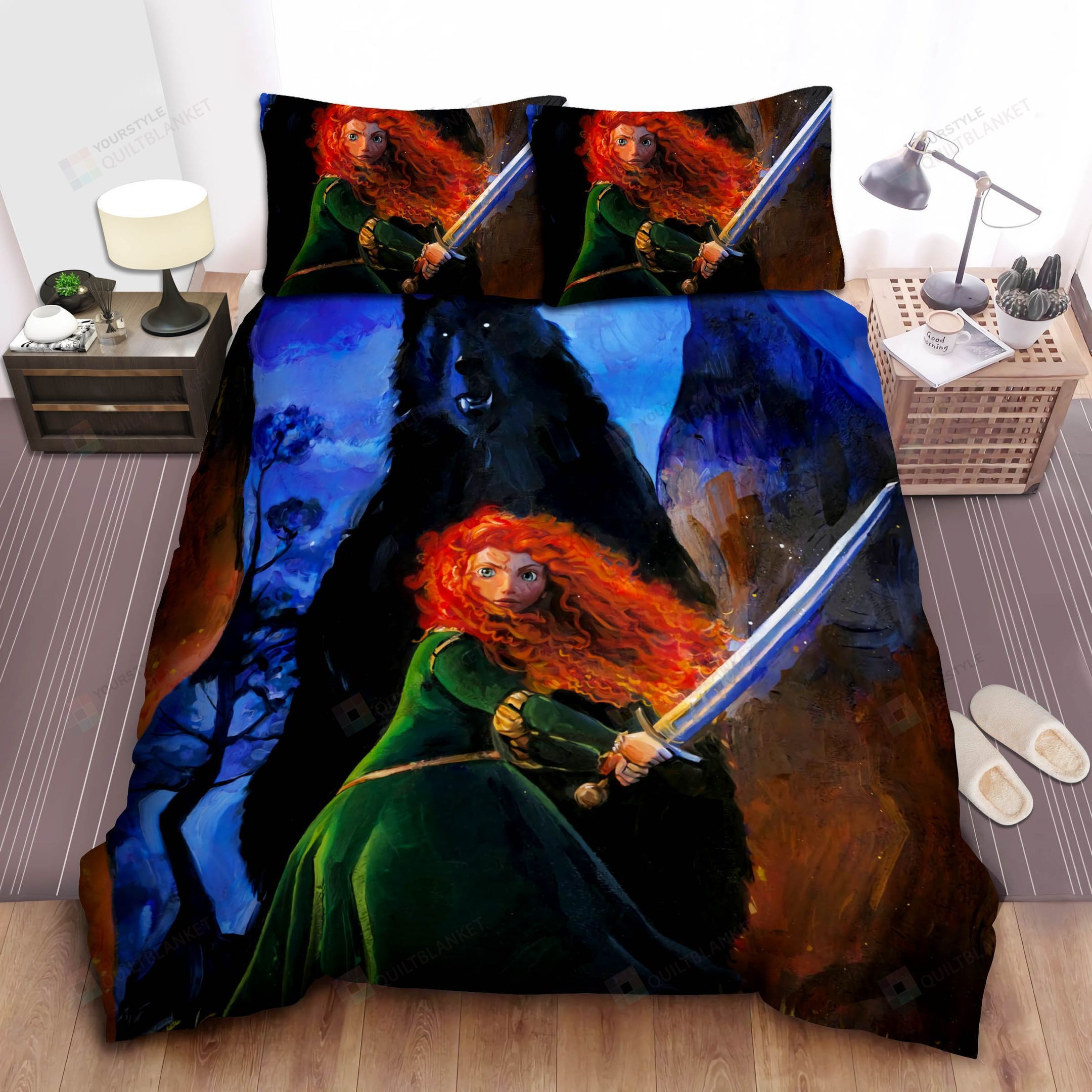 Disney Princess Merida In Bear Fight Scene Bed Sheet Spread Comforter Duvet Cover Bedding Sets