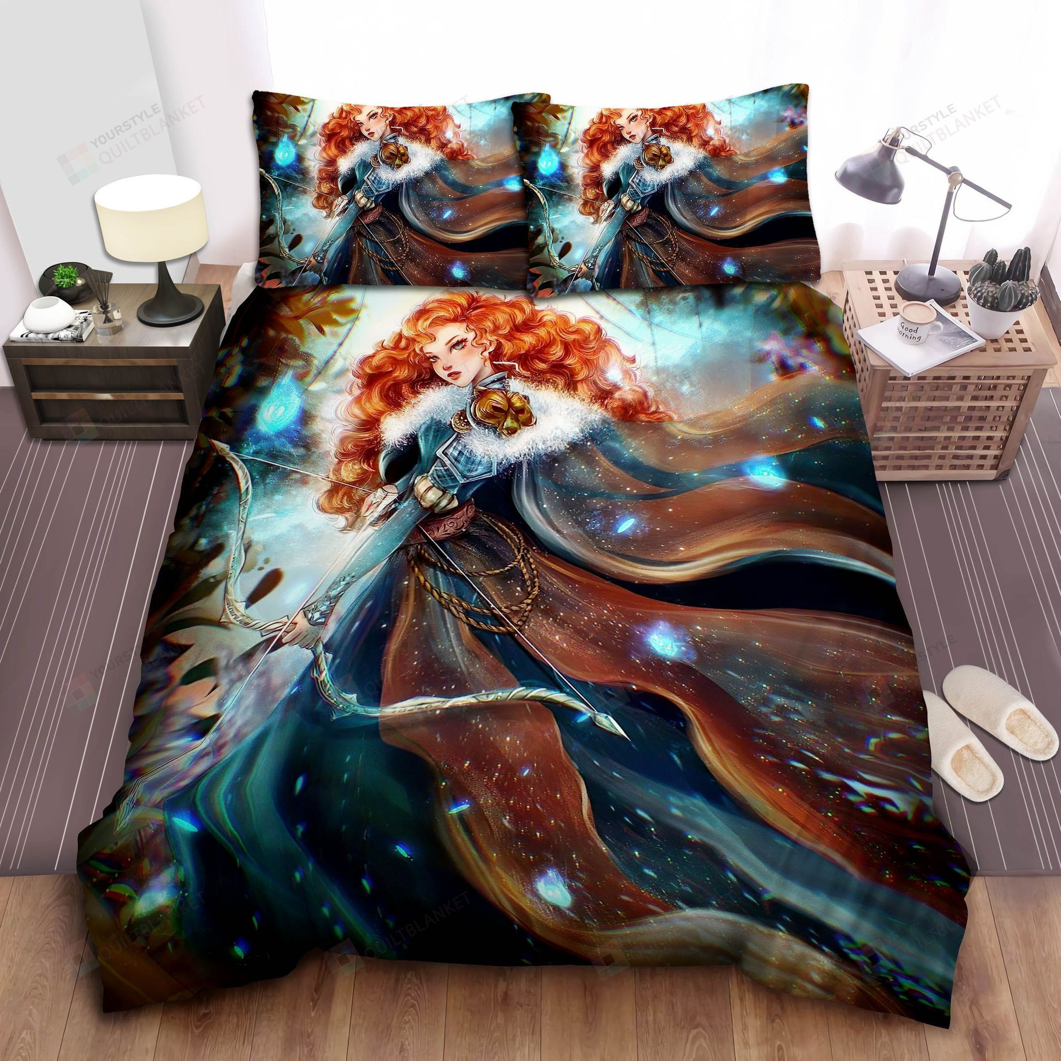 Disney Princess Merida In Royal Costume Illustration Bed Sheet Spread Comforter Duvet Cover Bedding Sets
