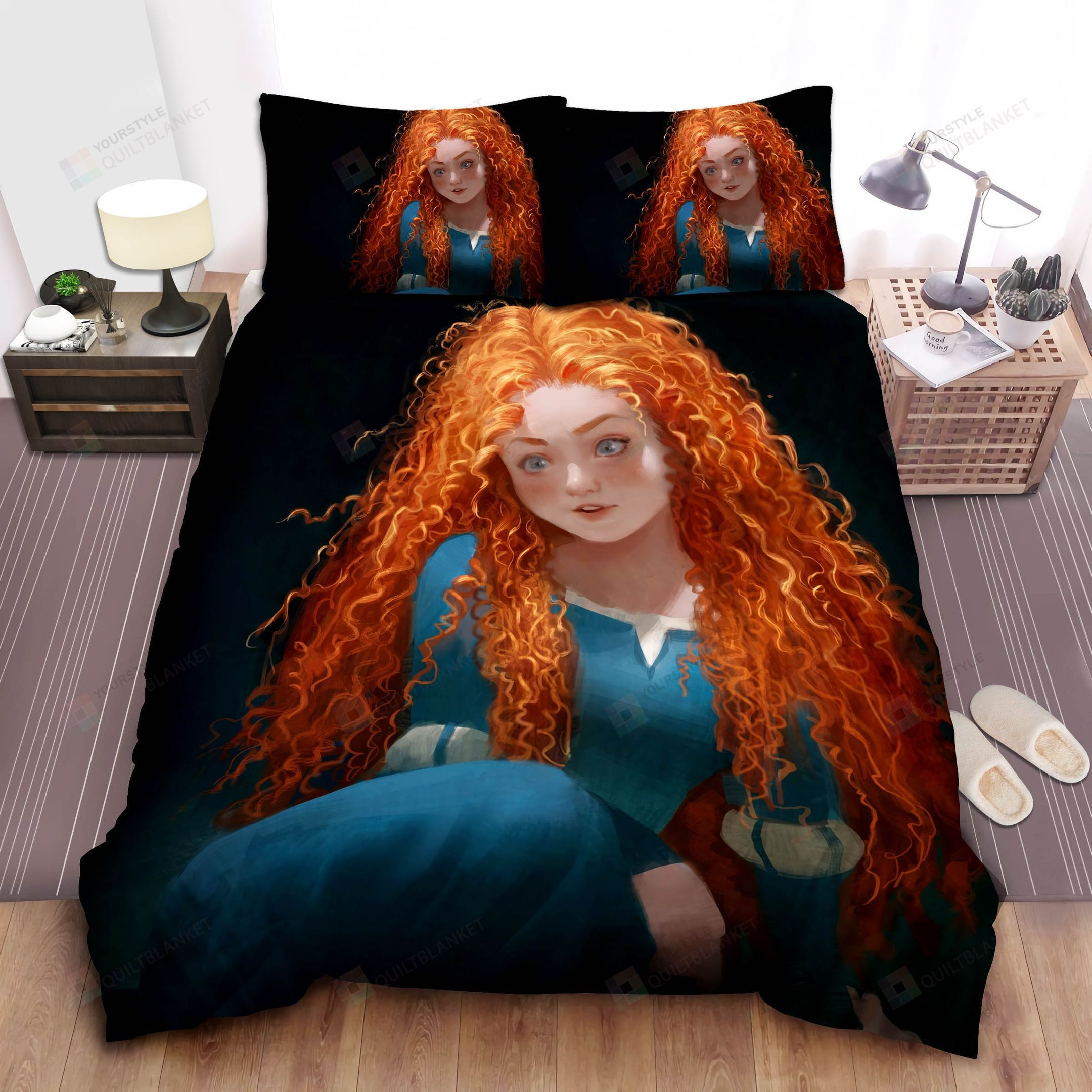 Disney Princess Merida Painting Bed Sheet Spread Comforter Duvet Cover Bedding Sets