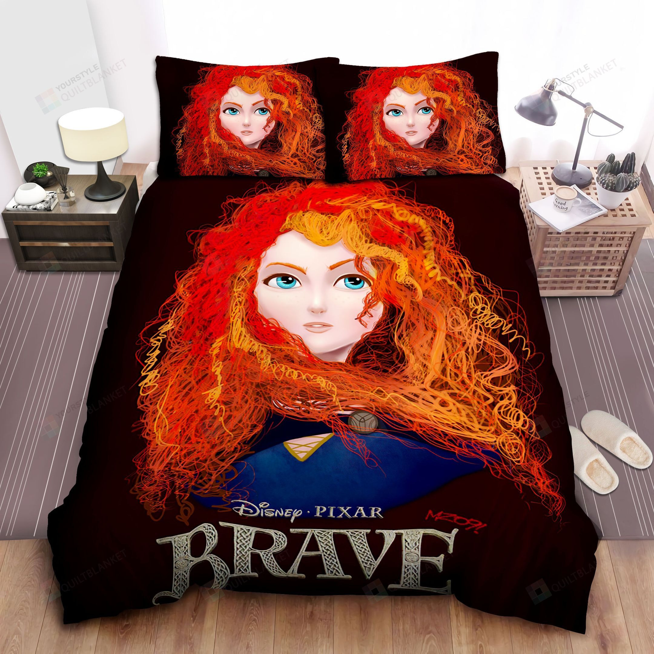Disney Princess Merida Portrait Illustration Bed Sheet Spread Comforter Duvet Cover Bedding Sets
