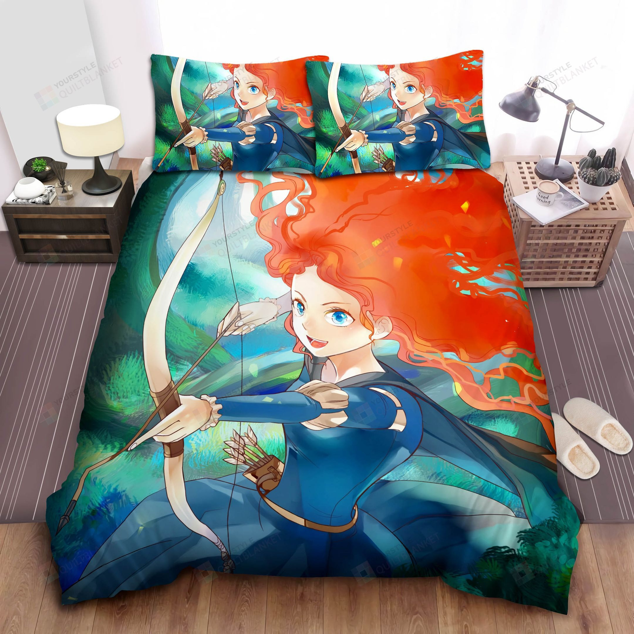 Disney Princess Merida Shooting In Manga Style Bed Sheet Spread Comforter Duvet Cover Bedding Sets