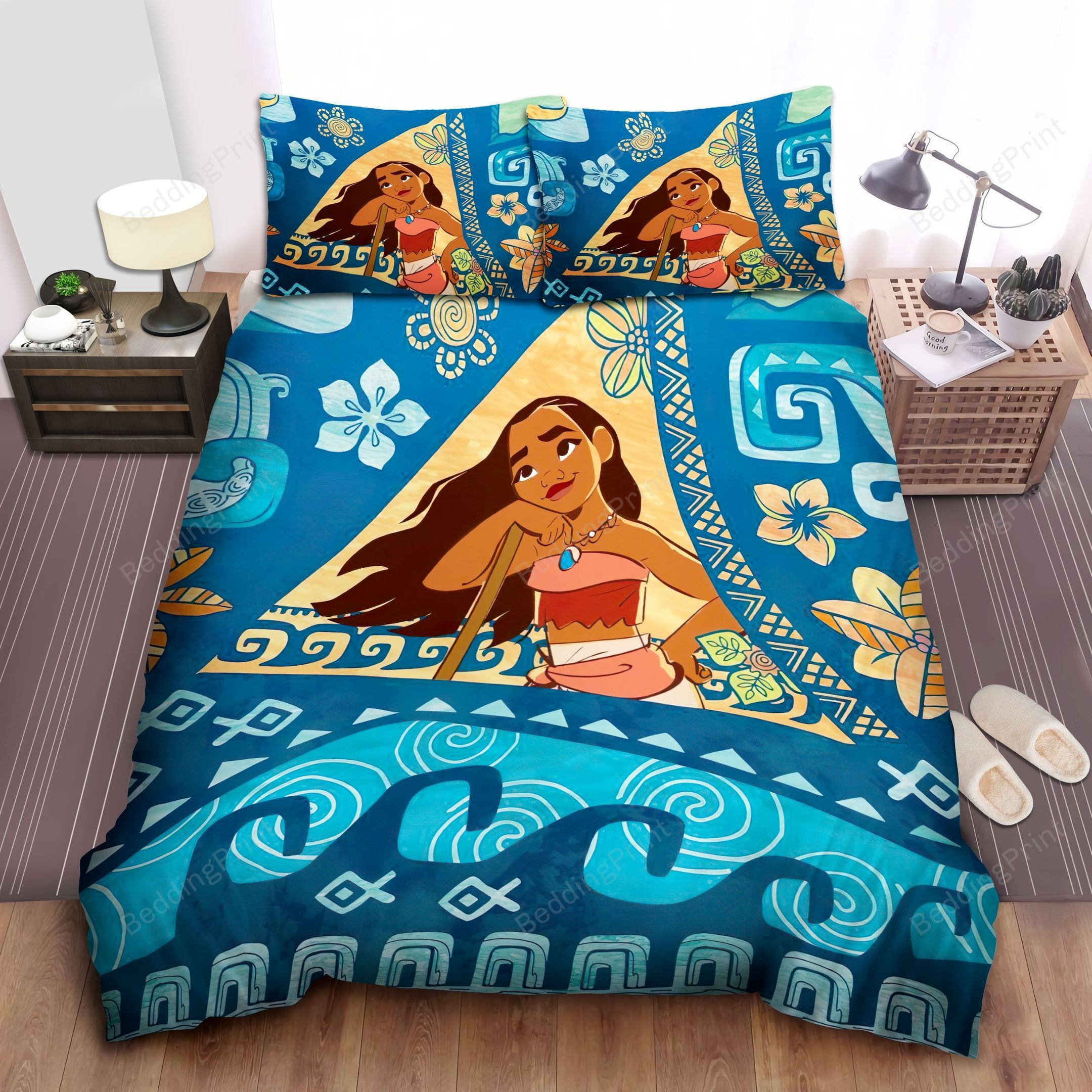 Disney Princess Moana Among Waves Vector Bed Sheet Duvet Cover Bedding Sets