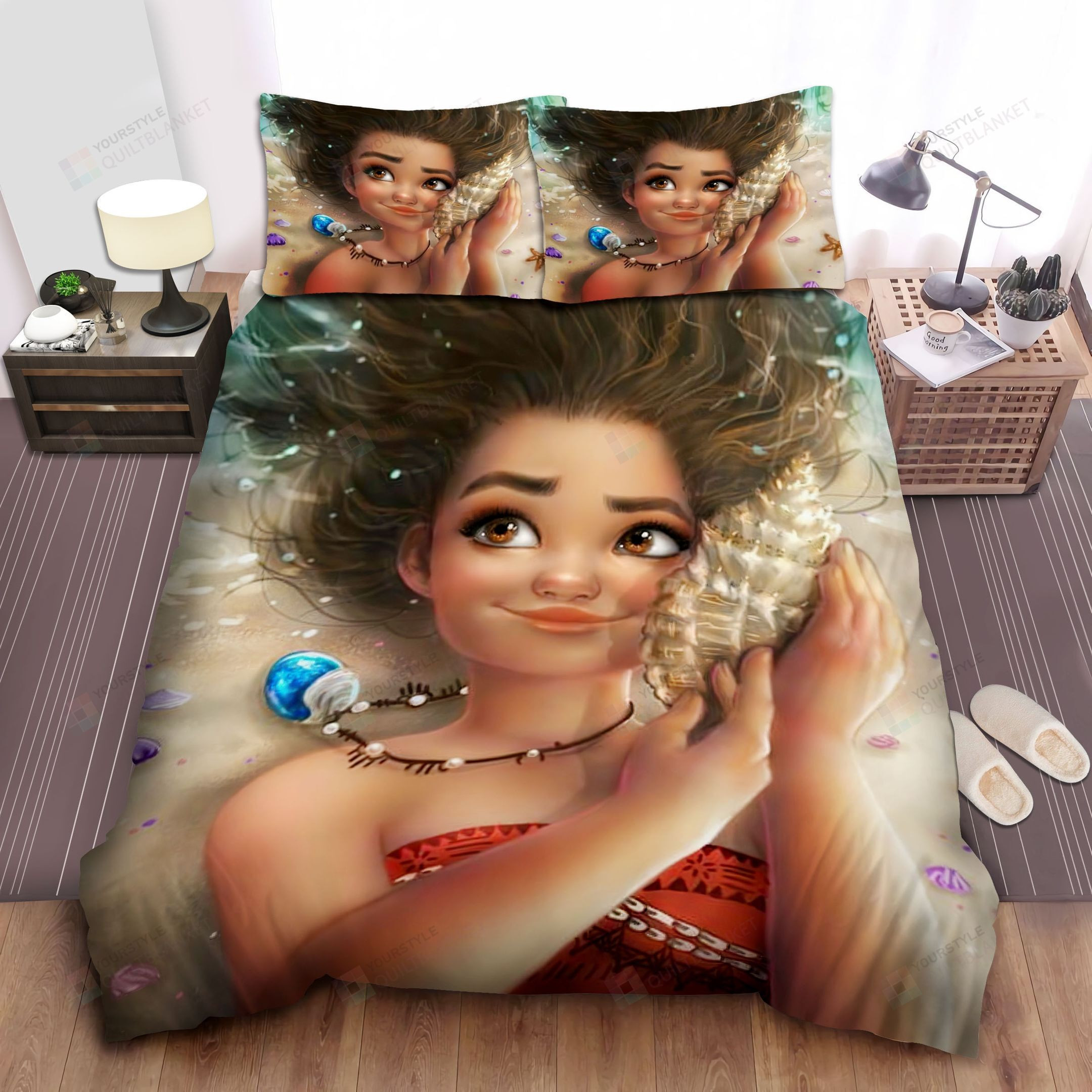 Disney Princess Moana Beautiful Digital Art Bed Sheet Spread Comforter Duvet Cover Bedding Sets