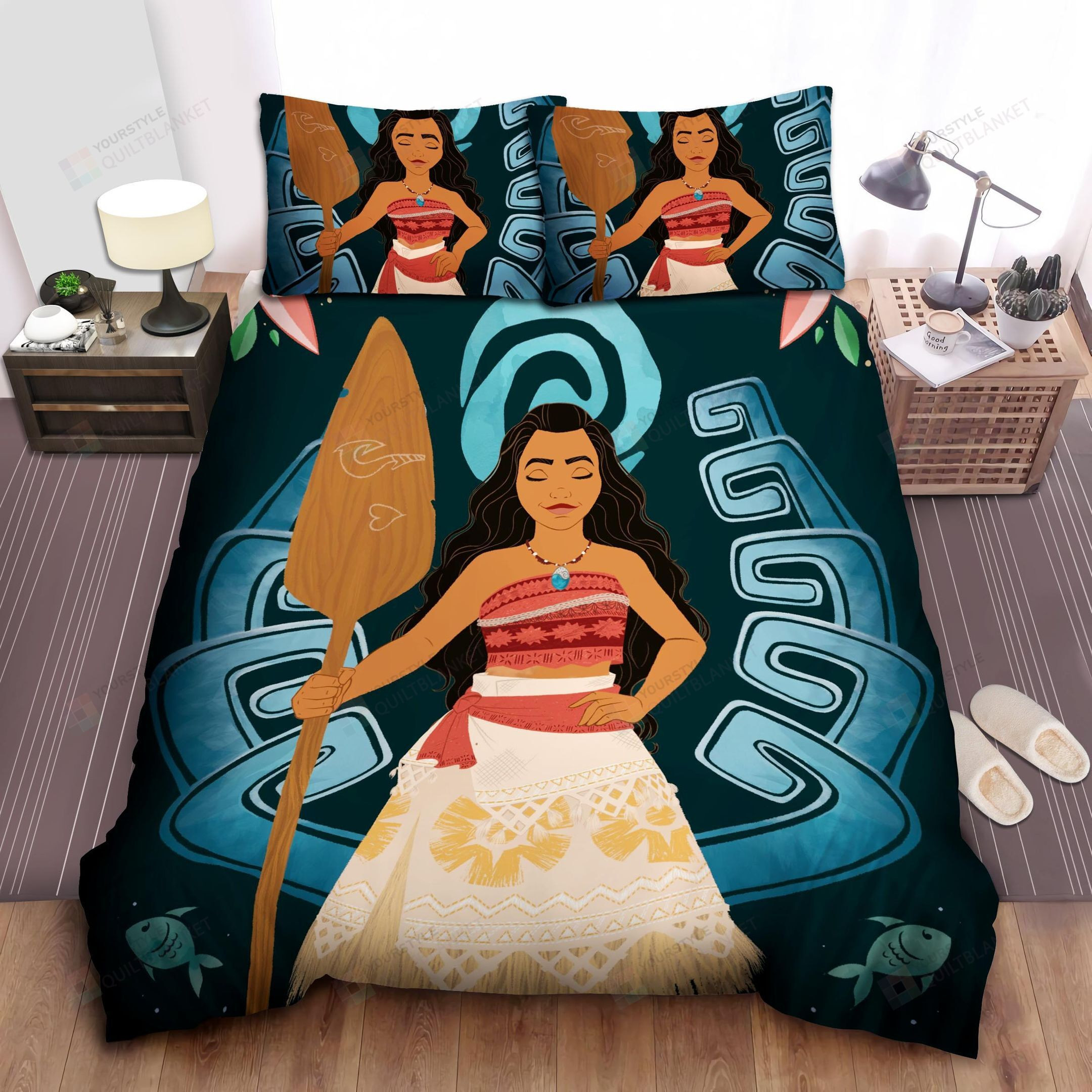 Disney Princess Moana In 2d Art Bed Sheet Spread Comforter Duvet Cover Bedding Sets