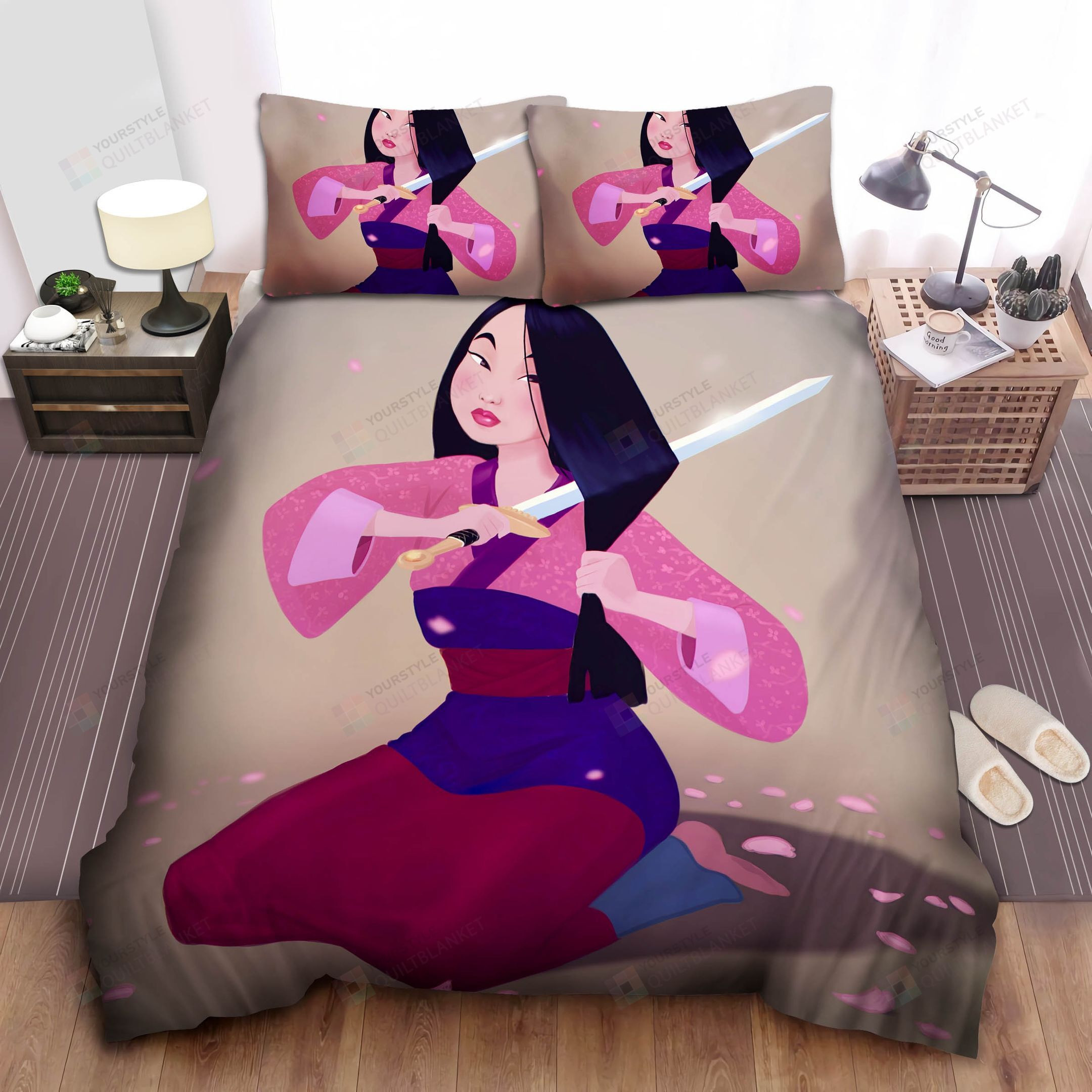 Disney Princess Mulan Cutting Her Own Hair Bed Sheets Spread Comforter Duvet Cover Bedding Sets