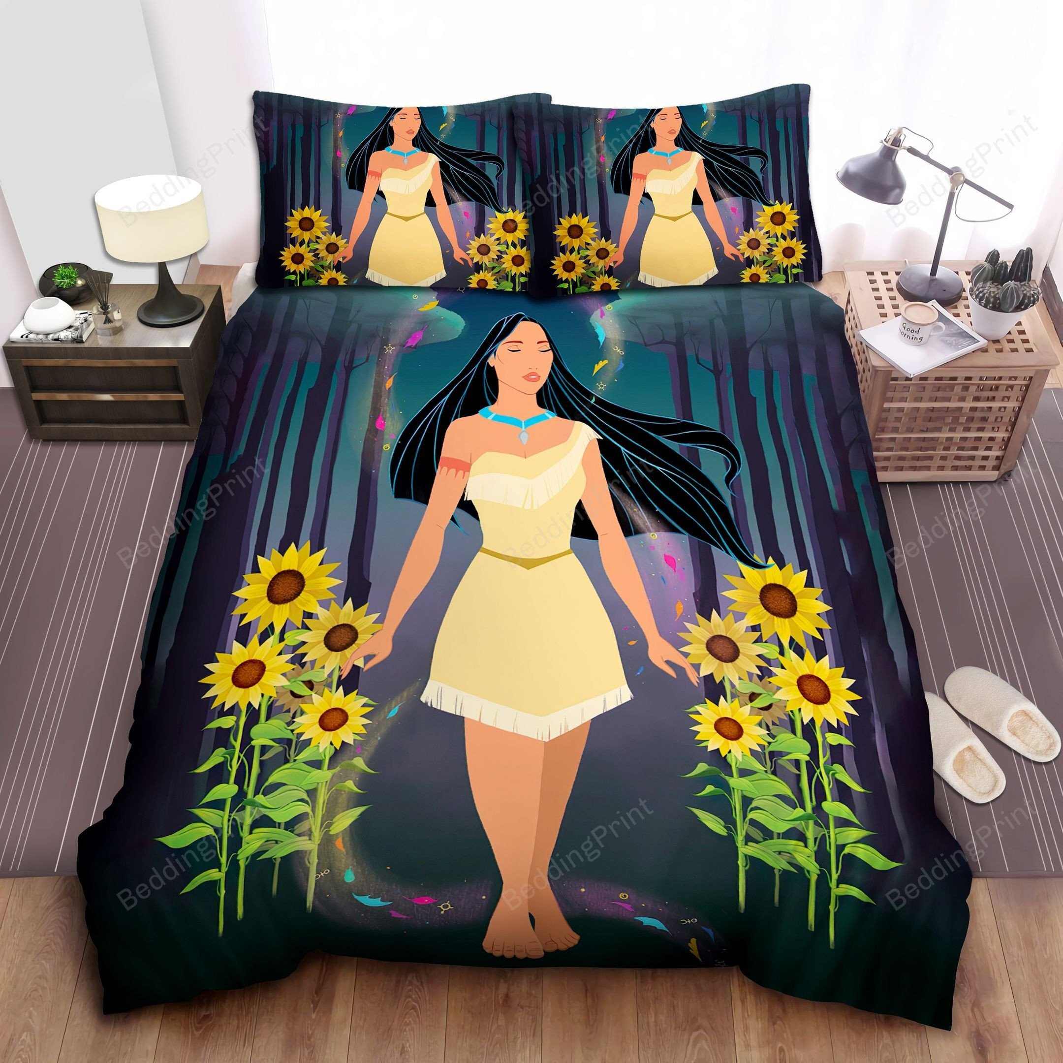 Disney Princess Pocahontas And Sunflowers Bed Sheet Duvet Cover Bedding Sets