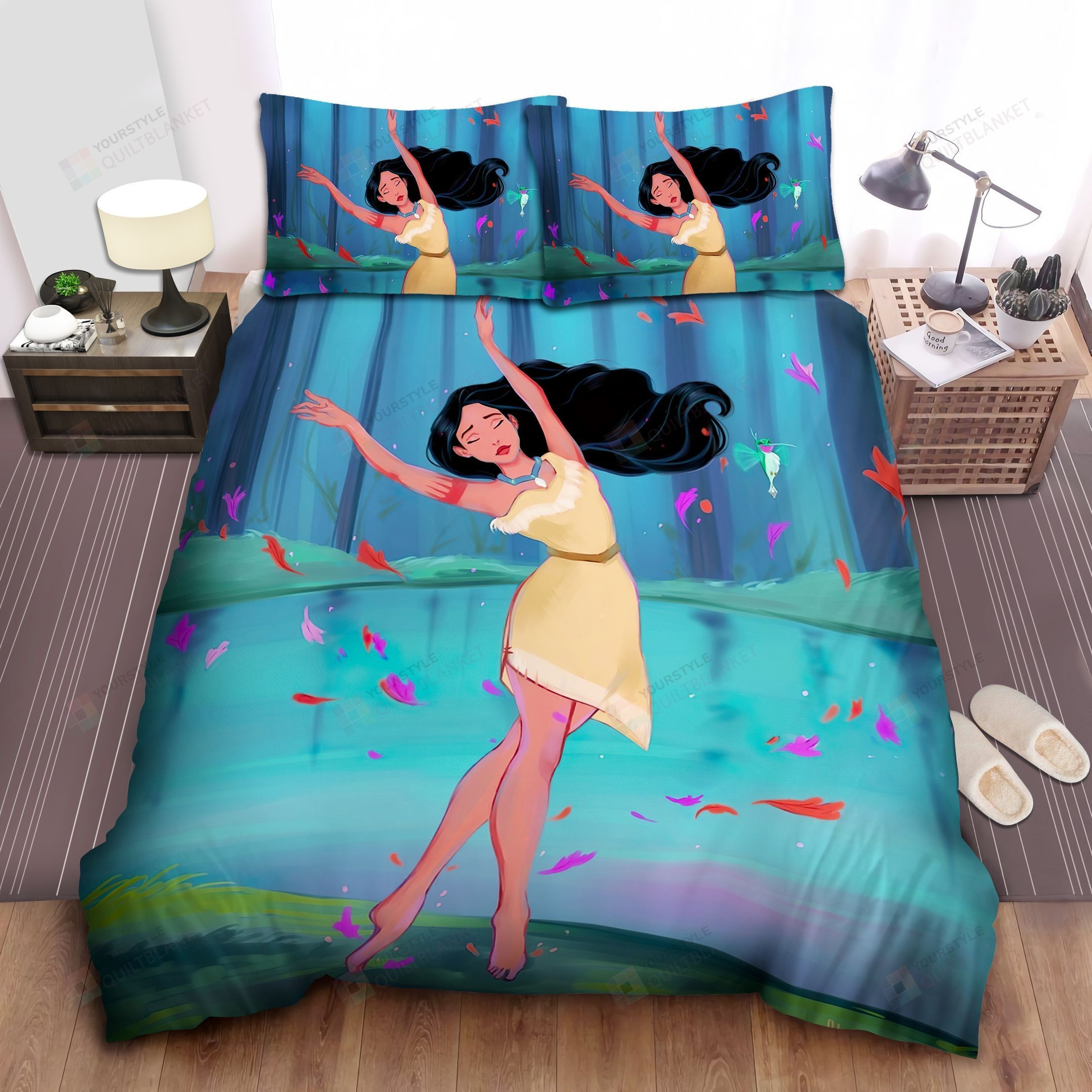 Disney Princess Pocahontas Dancing In The Woods Bed Sheet Spread Comforter Duvet Cover Bedding Sets