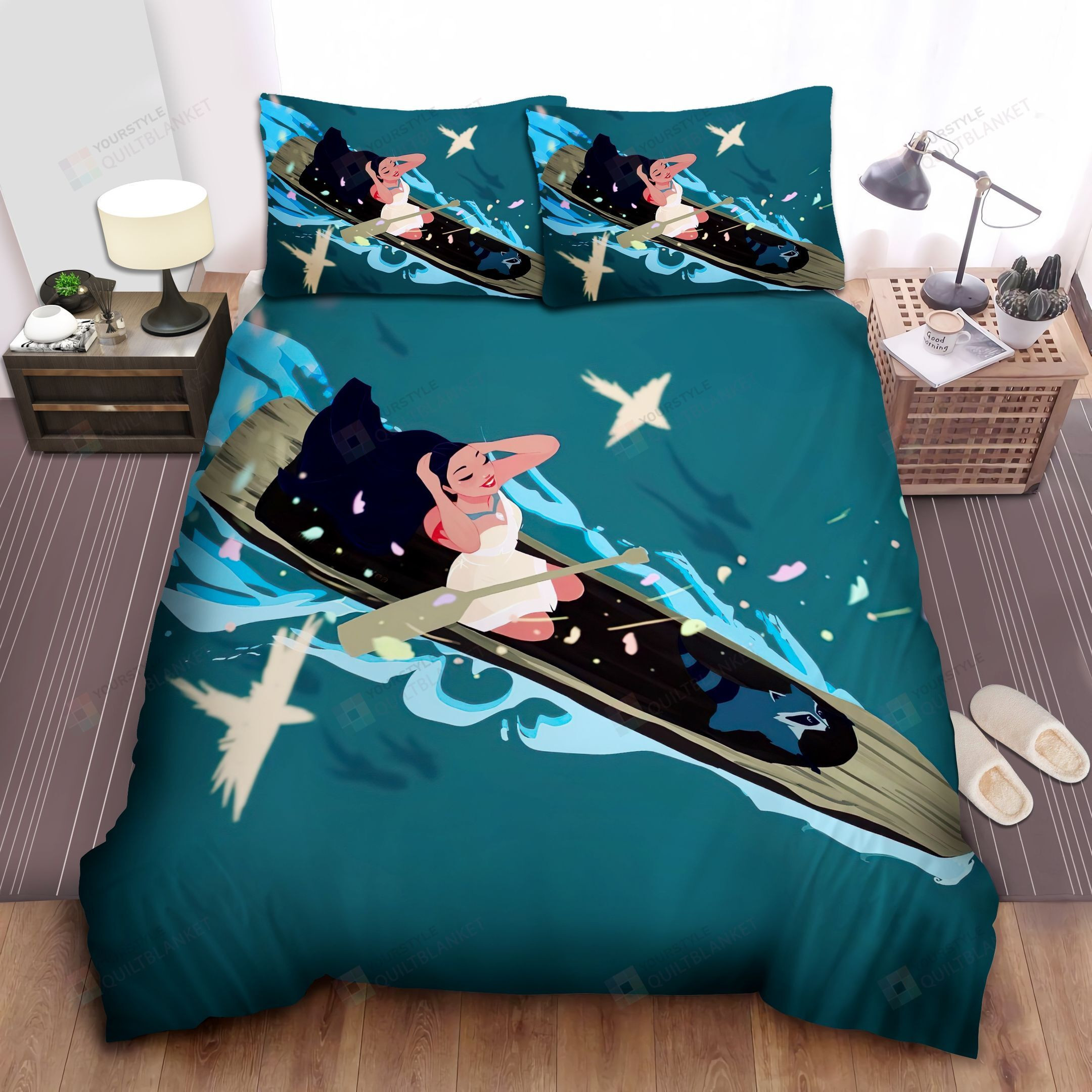 Disney Princess Pocahontas Rowing Painting Bed Sheet Spread Comforter Duvet Cover Bedding Sets